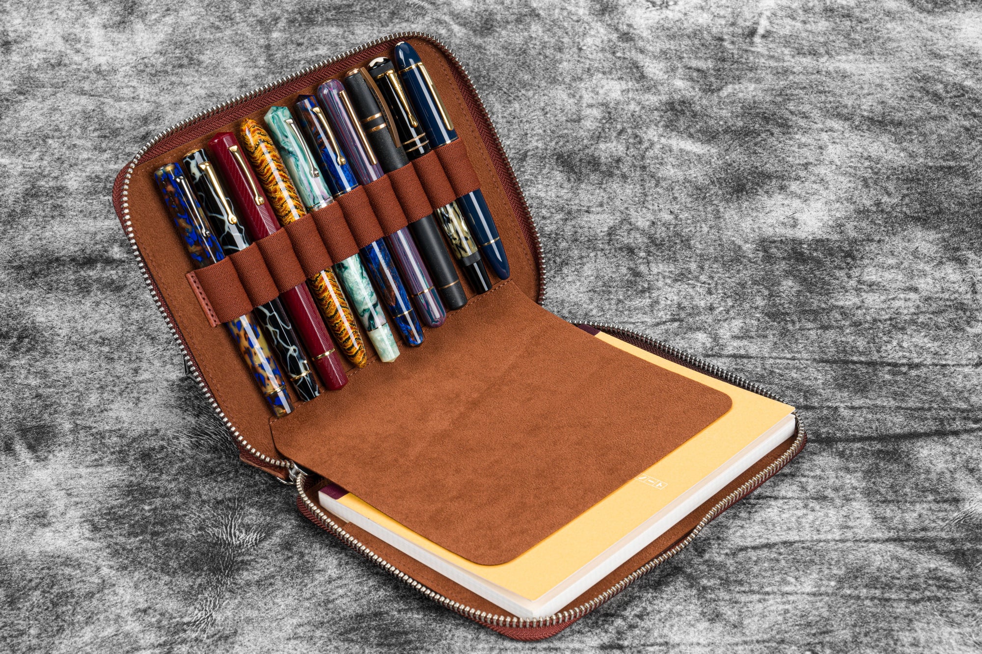10'lu Deri Kalemlik ve A5 Defter Kılıfı - Aged Copper