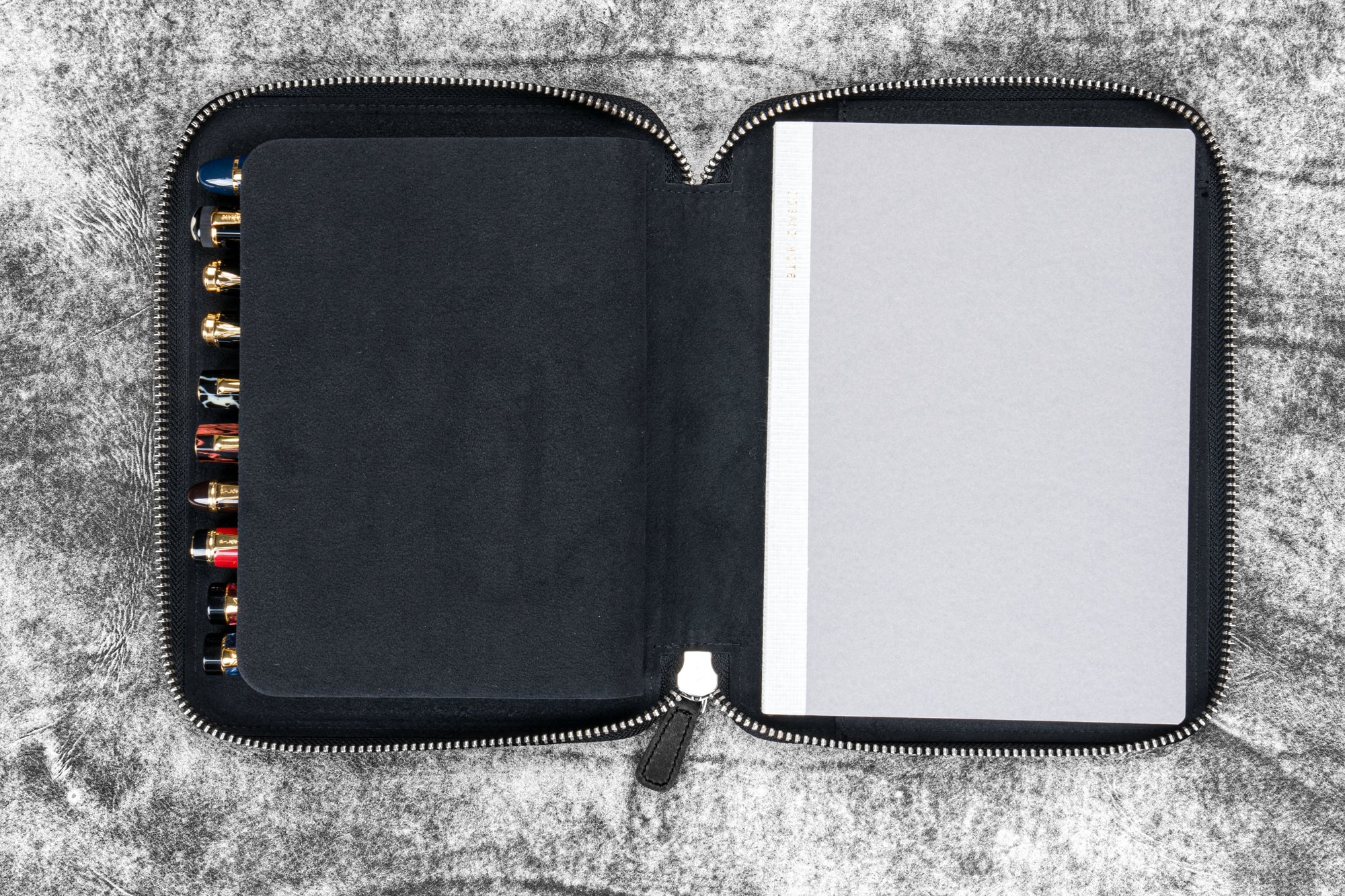 10'lu Deri Kalemlik ve A5 Defter Kılıfı - Crazy Horse Graphite