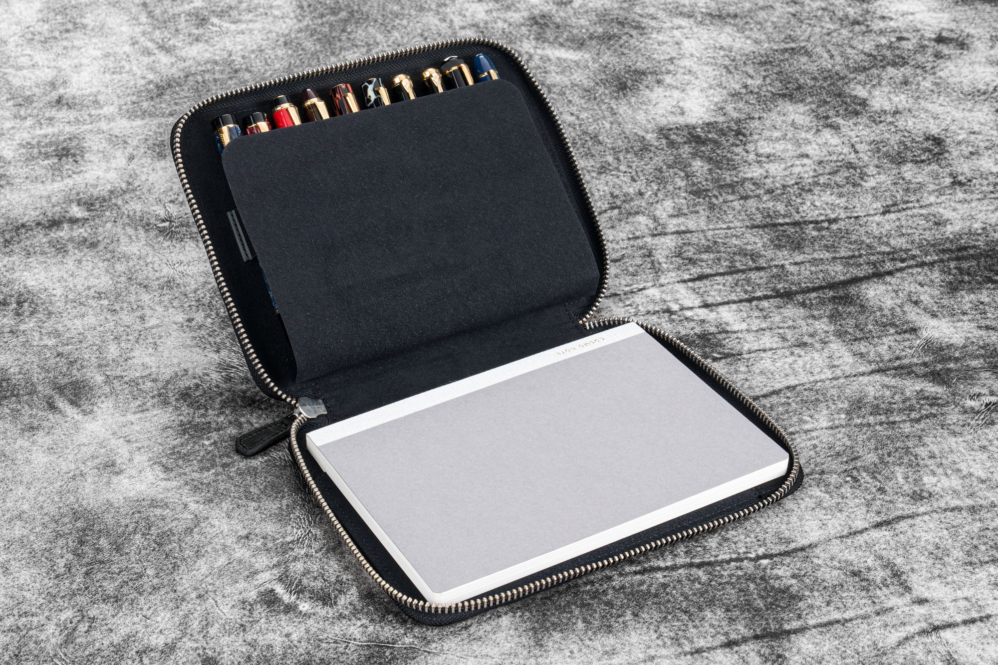 10'lu Deri Kalemlik ve A5 Defter Kılıfı - Crazy Horse Graphite