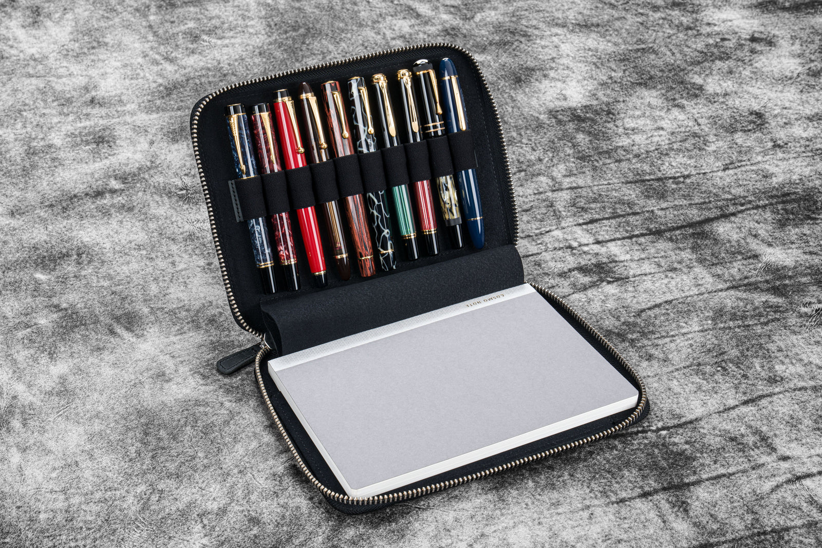 10'lu Deri Kalemlik ve A5 Defter Kılıfı - Crazy Horse Graphite