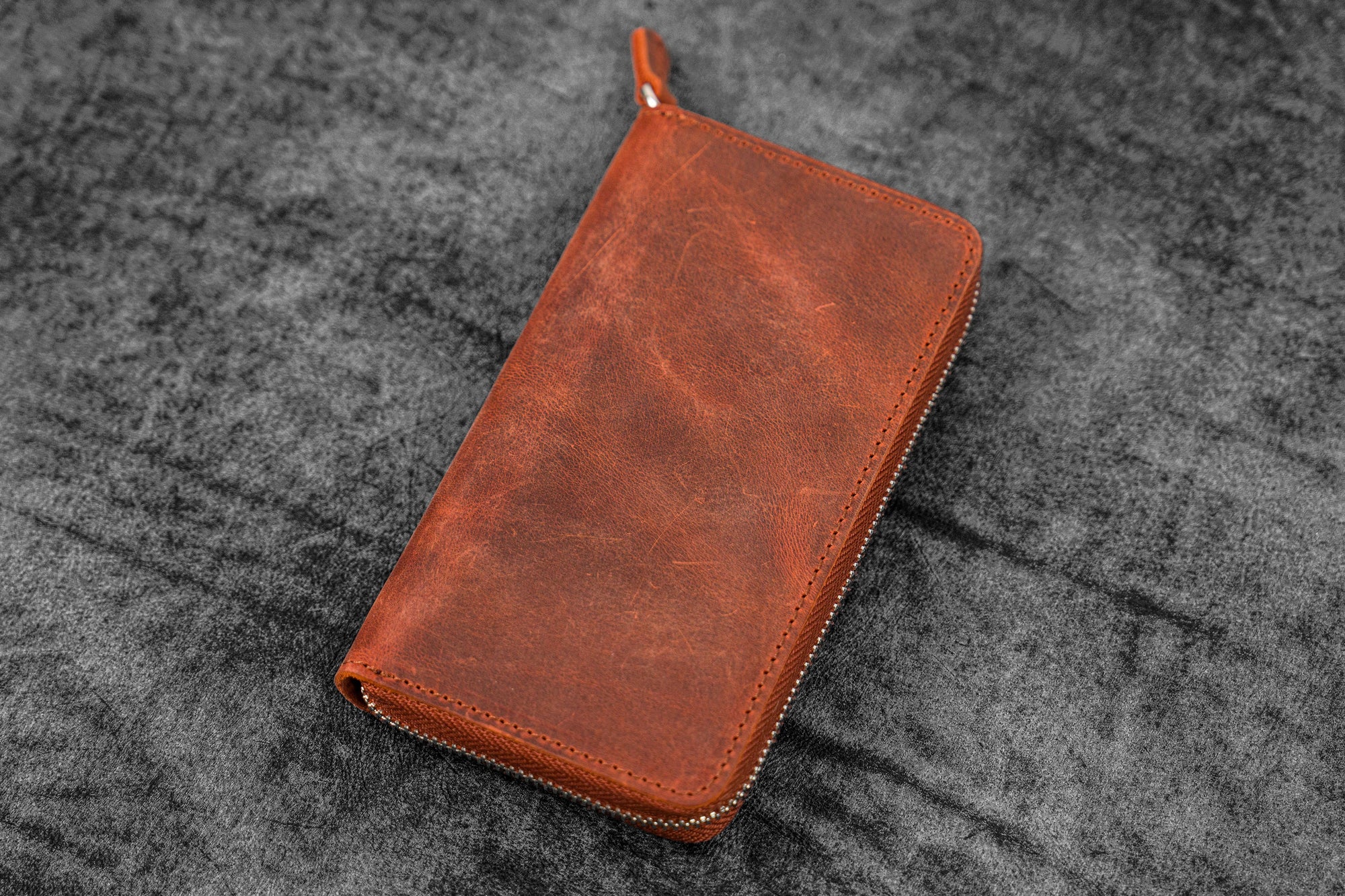 3'lü Fermuarlı Deri Kalemlik  - C.H. Turuncu