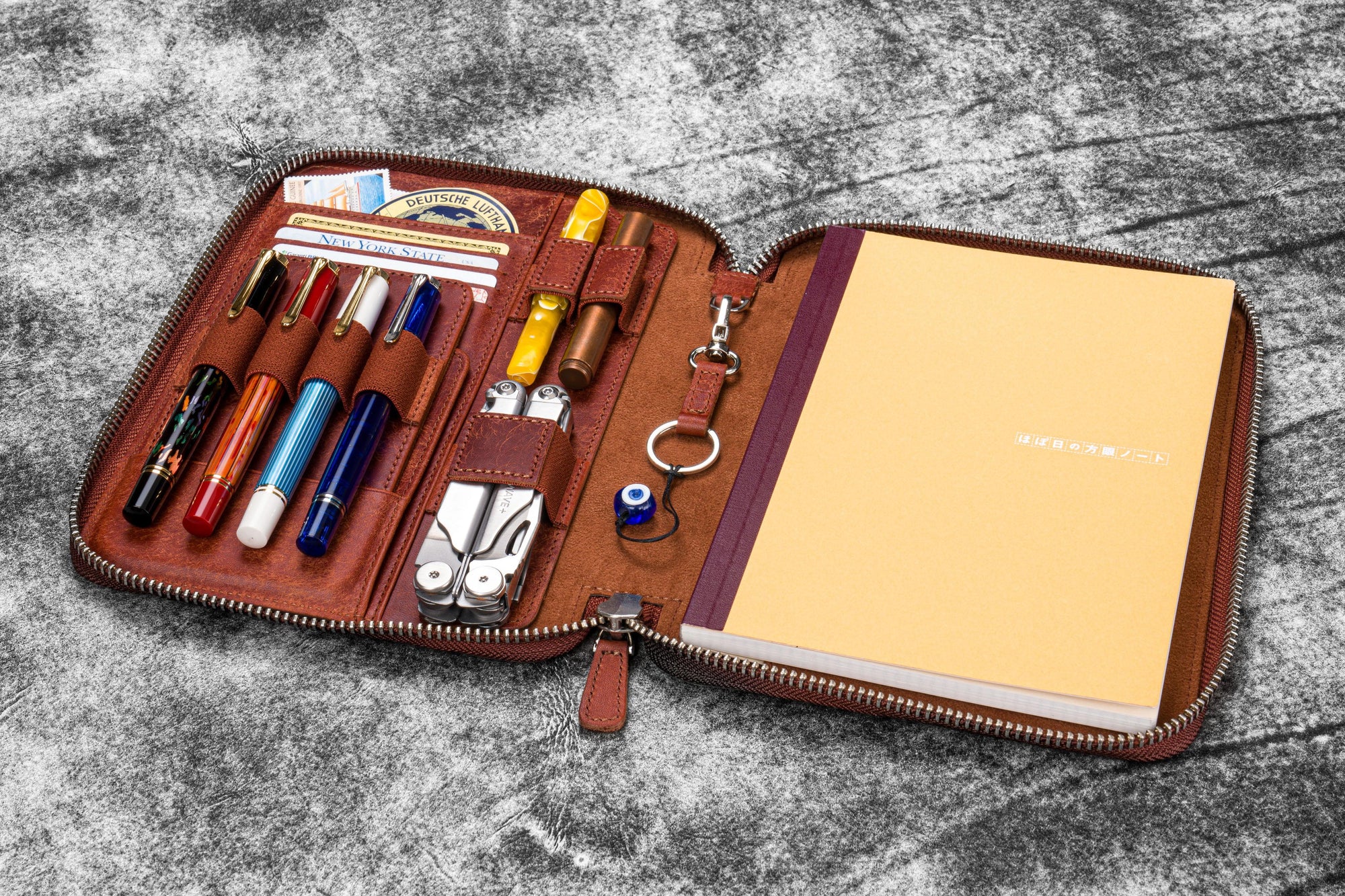A5 Deri Organizer ve Kalemlik - Aged Copper