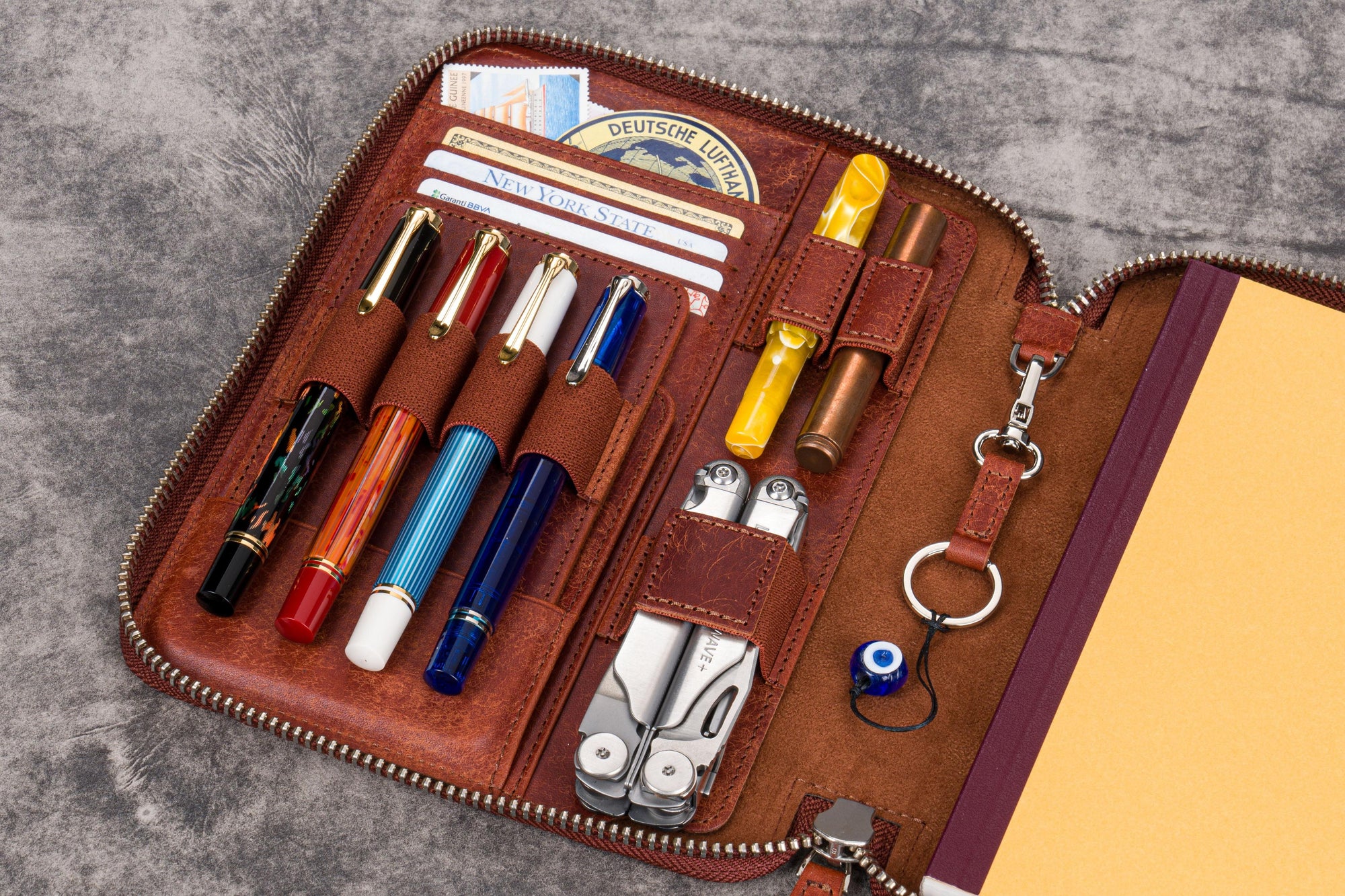A5 Deri Organizer ve Kalemlik - Aged Copper
