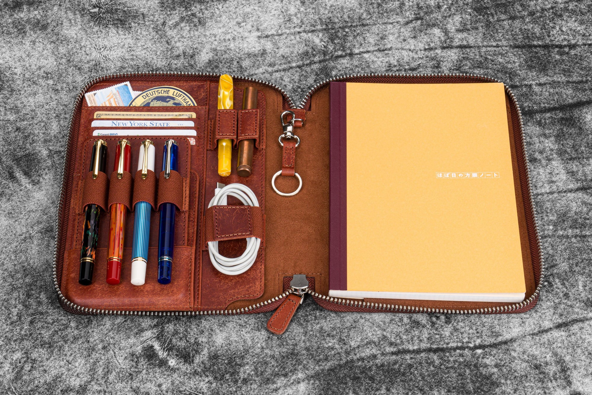 A5 Deri Organizer ve Kalemlik - Aged Copper