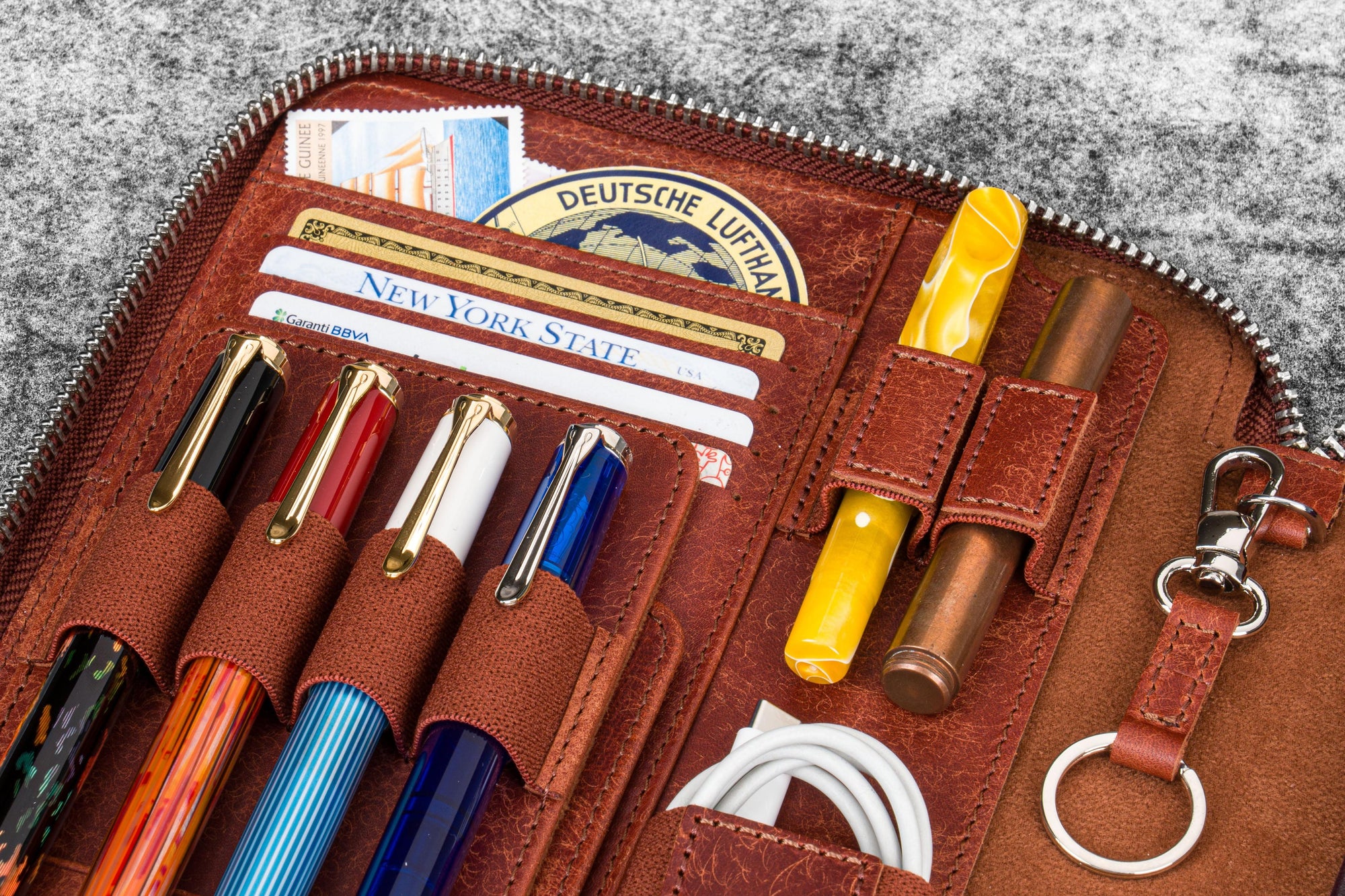 A5 Deri Organizer ve Kalemlik - Aged Copper
