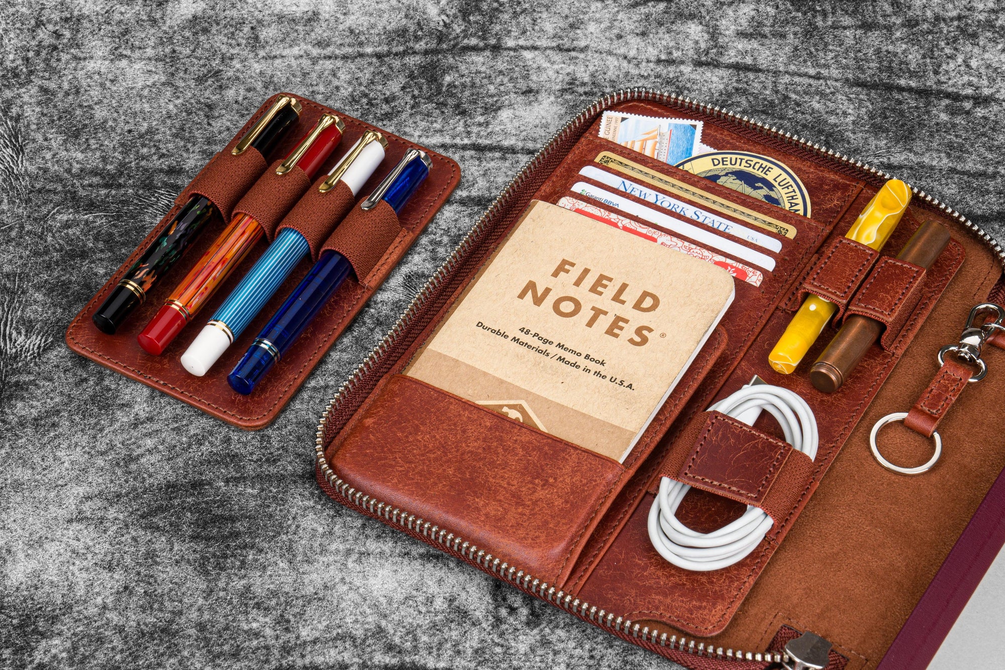 A5 Deri Organizer ve Kalemlik - Aged Copper