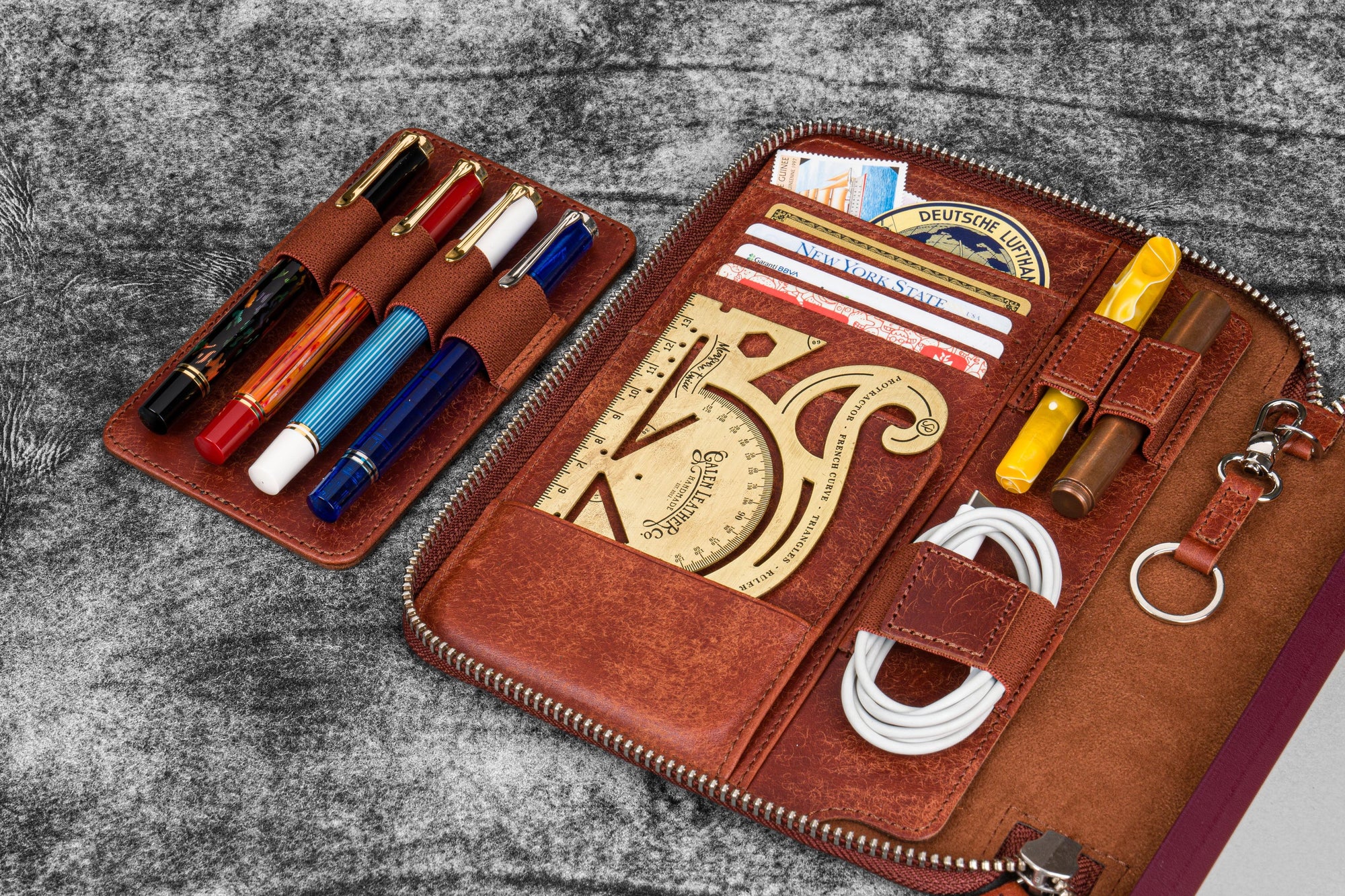 A5 Deri Organizer ve Kalemlik - Aged Copper