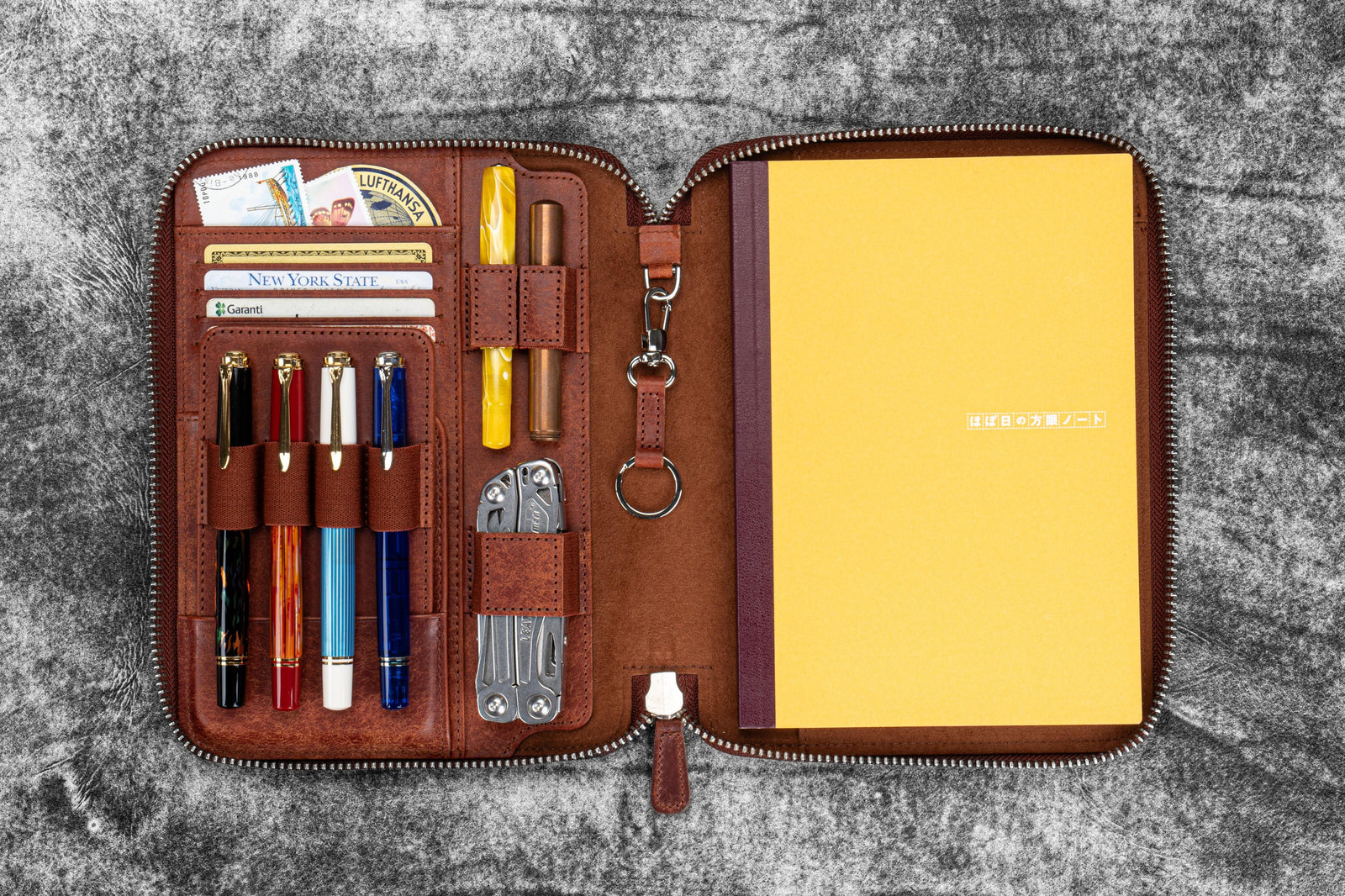 A5 Deri Organizer ve Kalemlik - Aged Copper