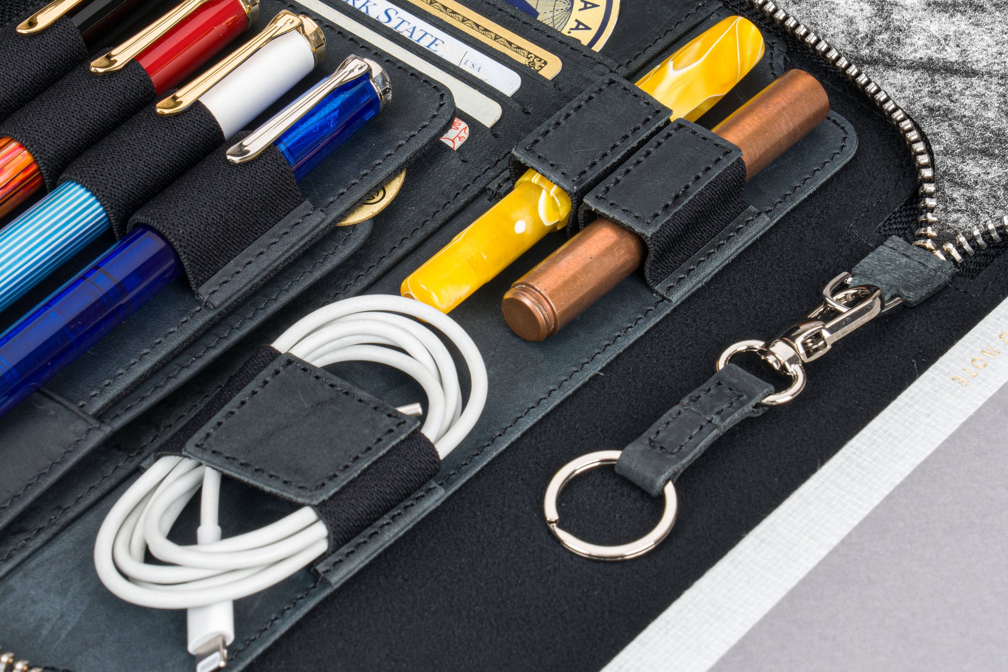 A5 Deri Organizer ve Kalemlik - Crazy Horse Graphite