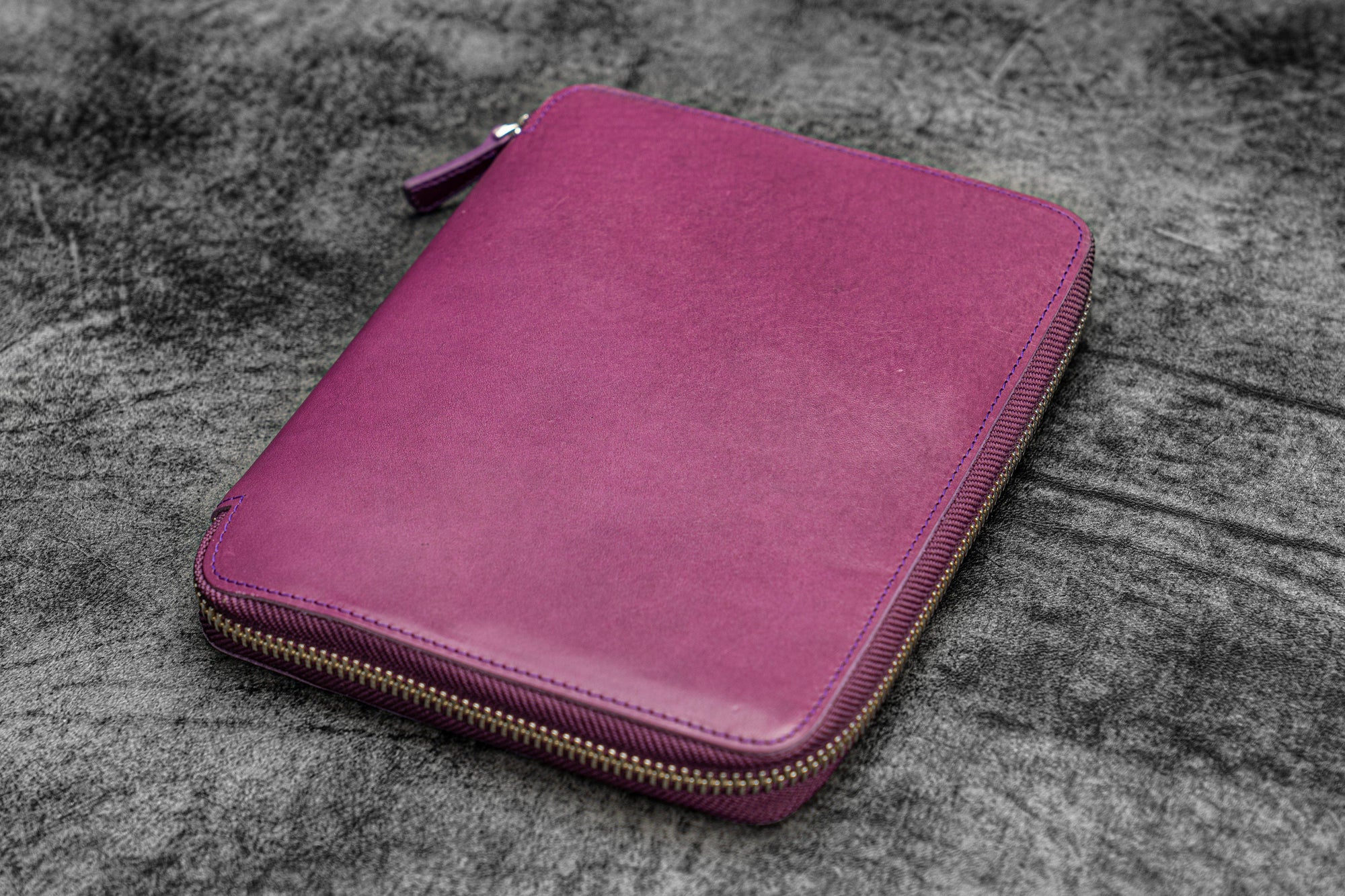 Leather Zippered A5 Leuchtturm1917 Notebook Folio - Purple-Galen Leather