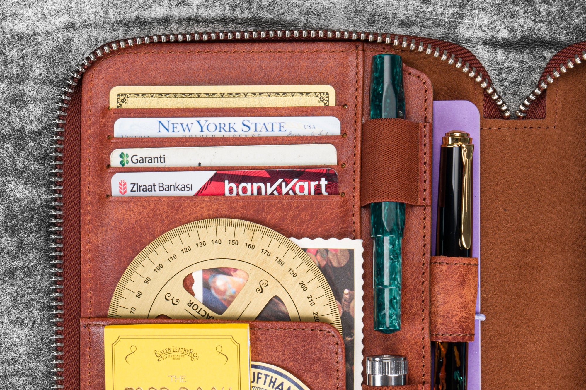 Leather Zippered B6 / B6 Slim Planner Folio - Aged Copper