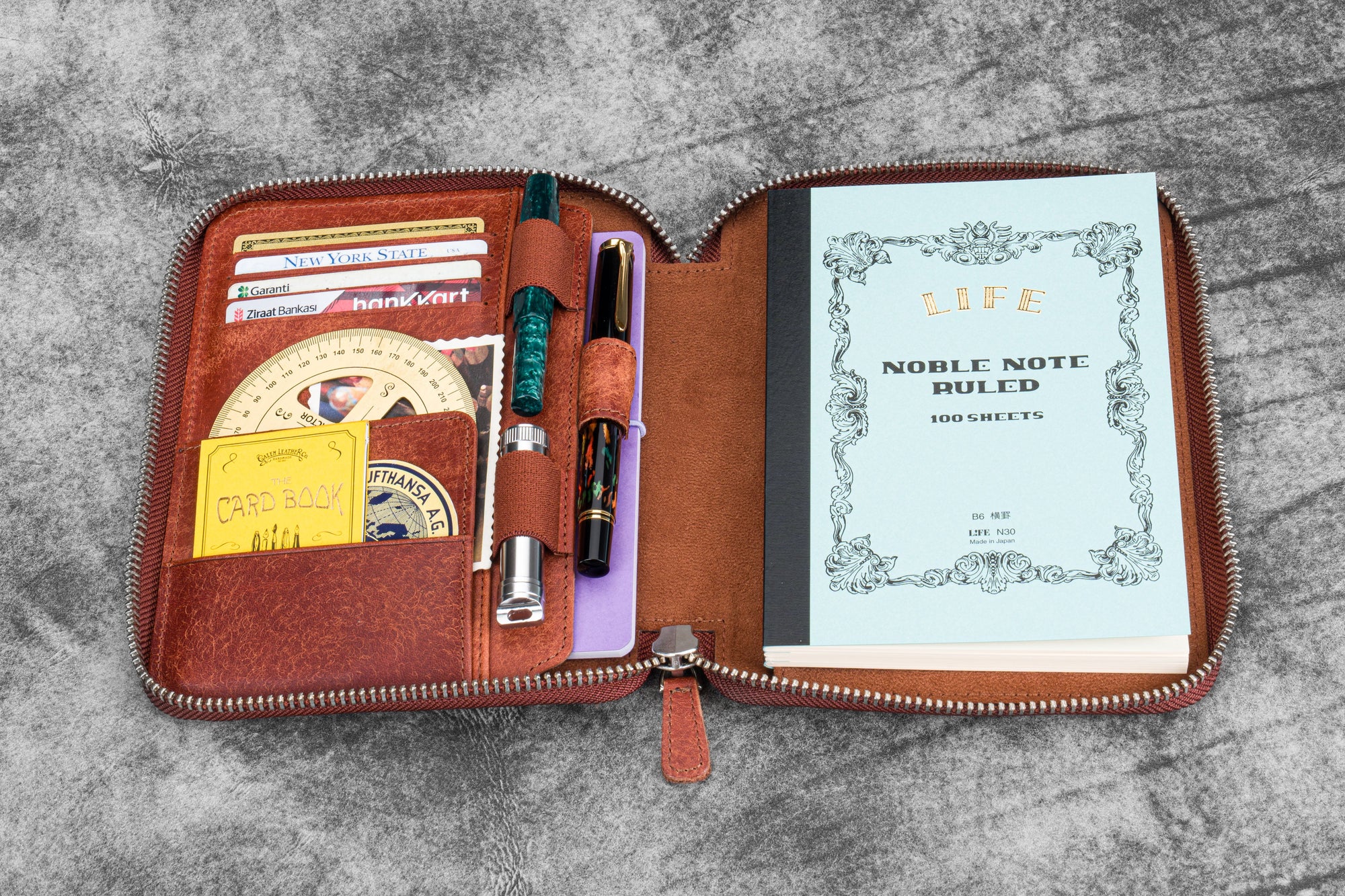 Leather Zippered B6 / B6 Slim Planner Folio - Aged Copper