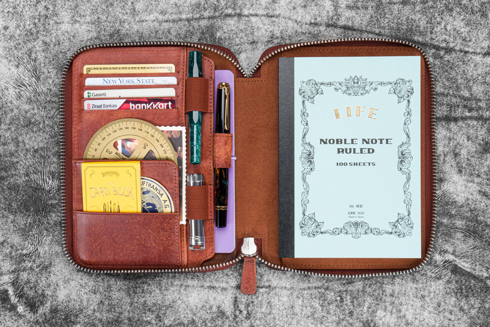 Leather Zippered B6 / B6 Slim Planner Folio - Aged Copper