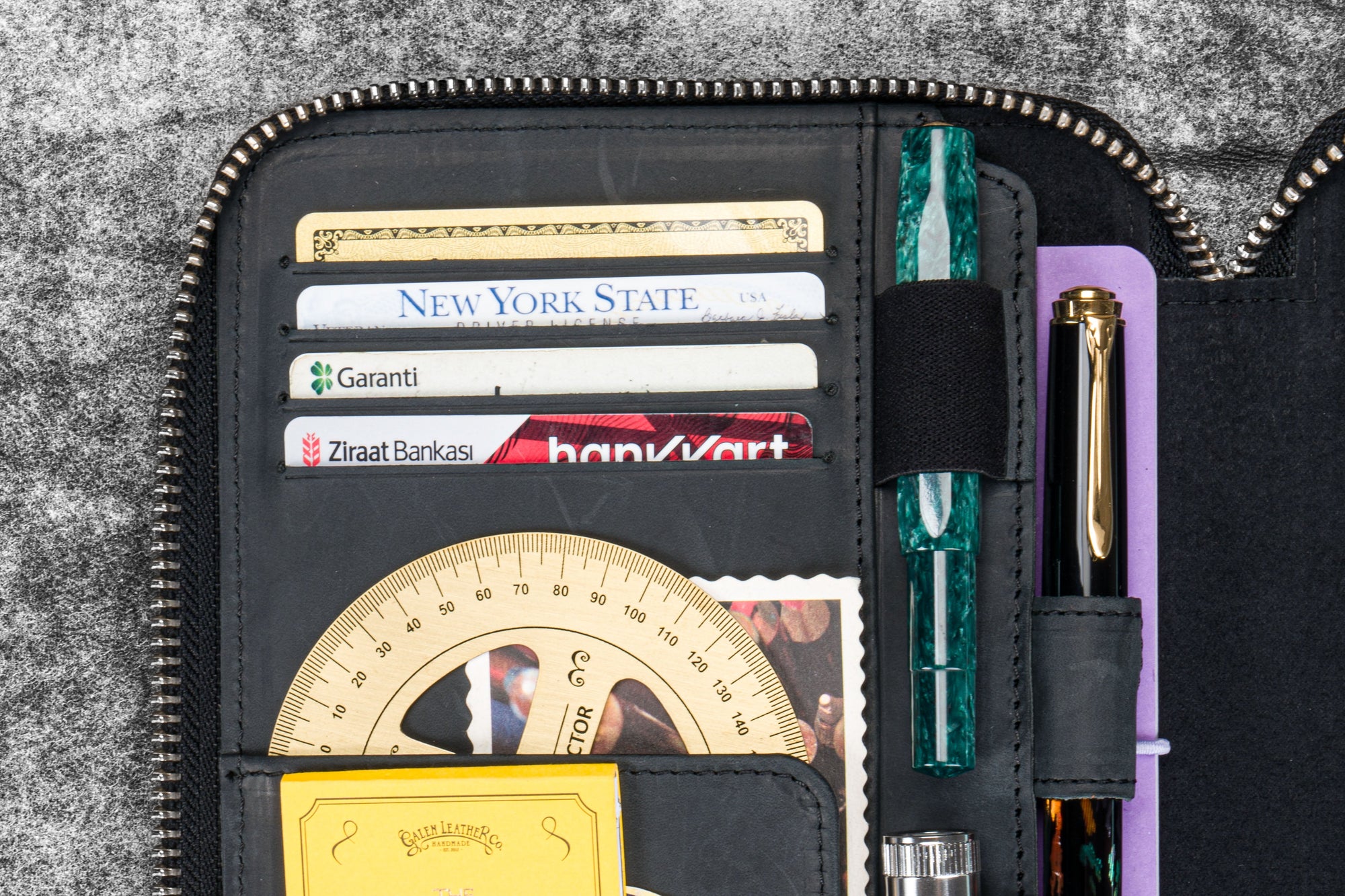 Leather Zippered B6 / B6 Slim Planner Folio - Crazy Horse Graphite