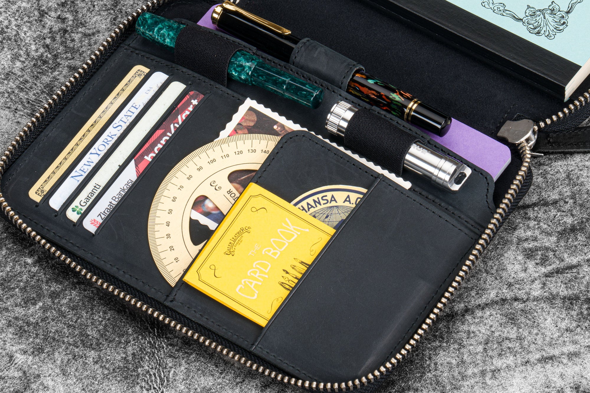 Leather Zippered B6 / B6 Slim Planner Folio - Crazy Horse Graphite