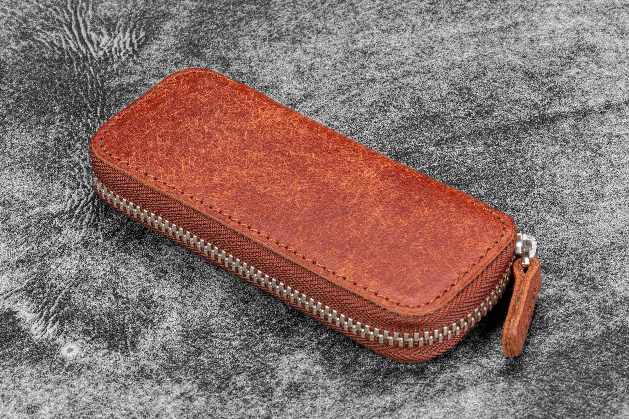 Deri Fermuarlı 2'li Kaweco Kalem Kılıfı - Aged Copper
