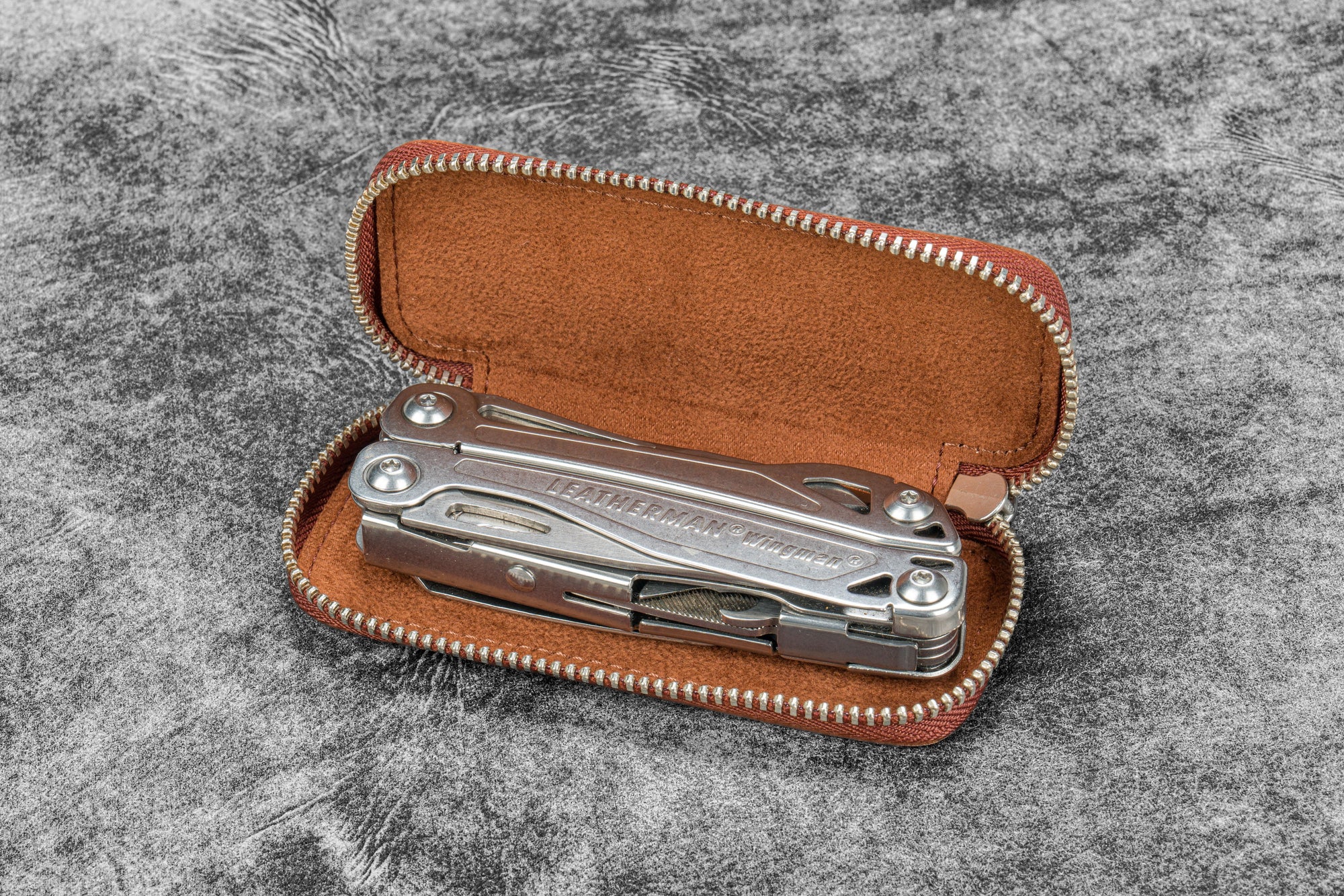 Deri Fermuarlı 2'li Kaweco Kalem Kılıfı - Aged Copper