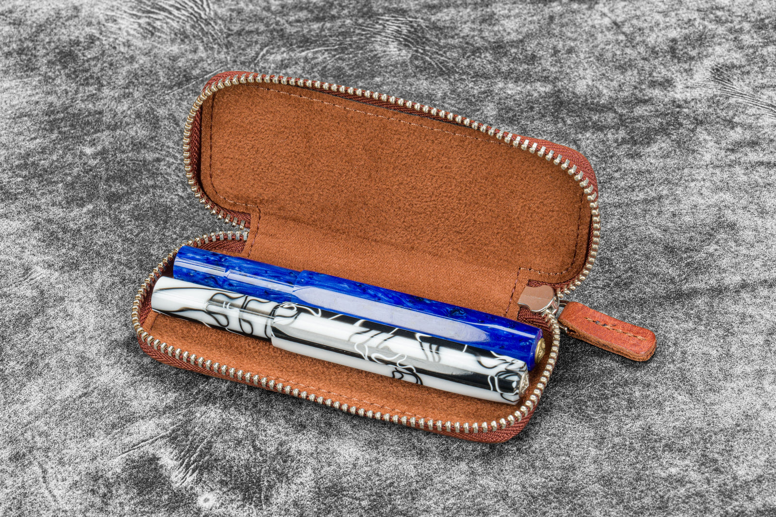 Deri Fermuarlı 2'li Kaweco Kalem Kılıfı - Aged Copper