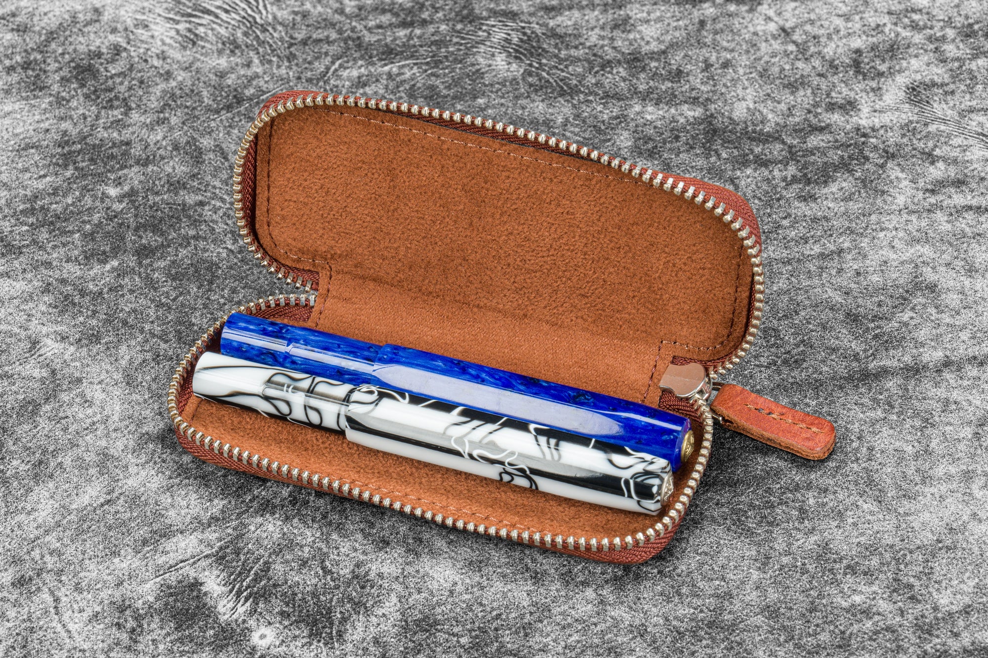 Deri Fermuarlı 2'li Kaweco Kalem Kılıfı - Aged Copper