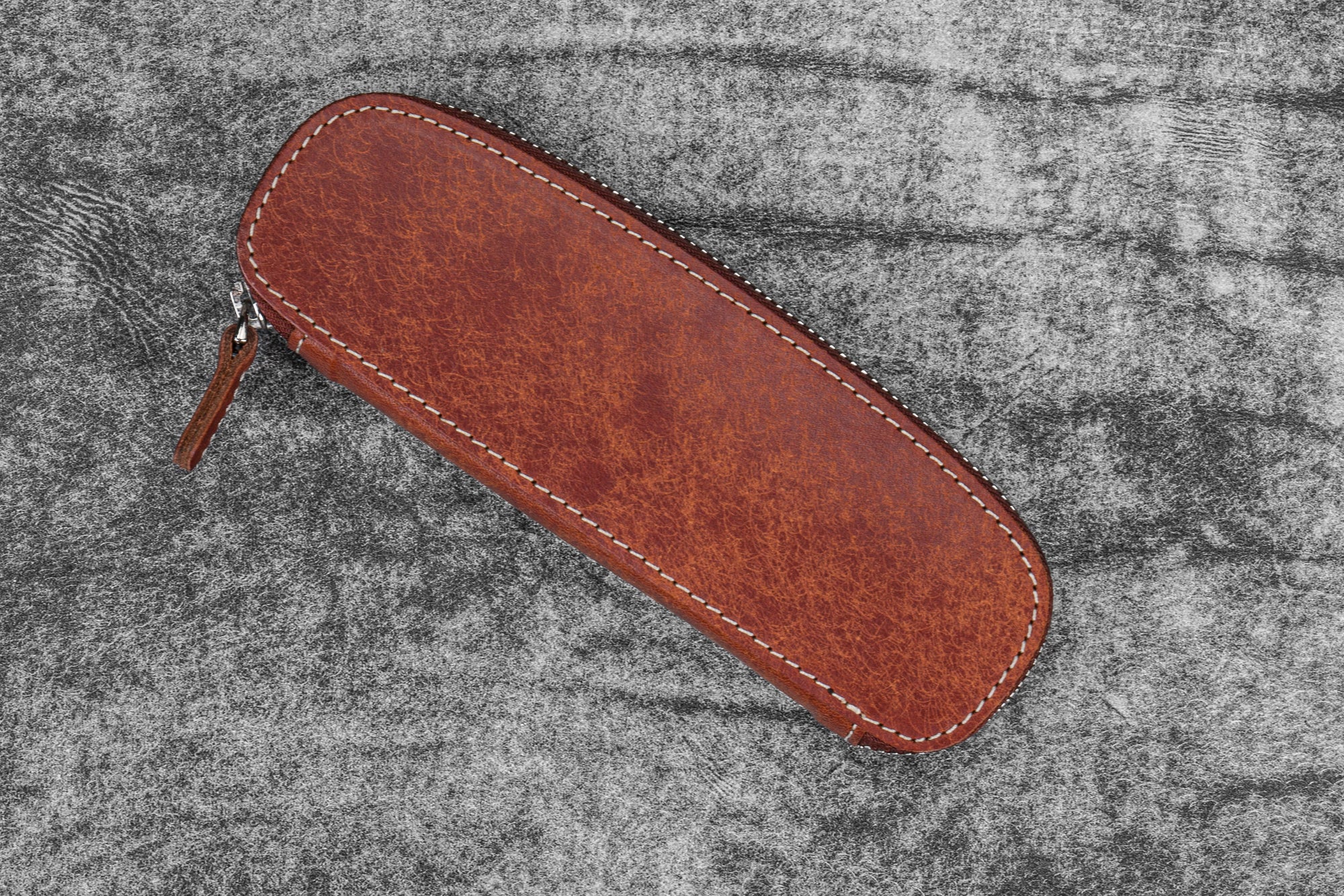 Duo Slim 2'li Fermuarlı Deri Kalemlik - Aged Copper