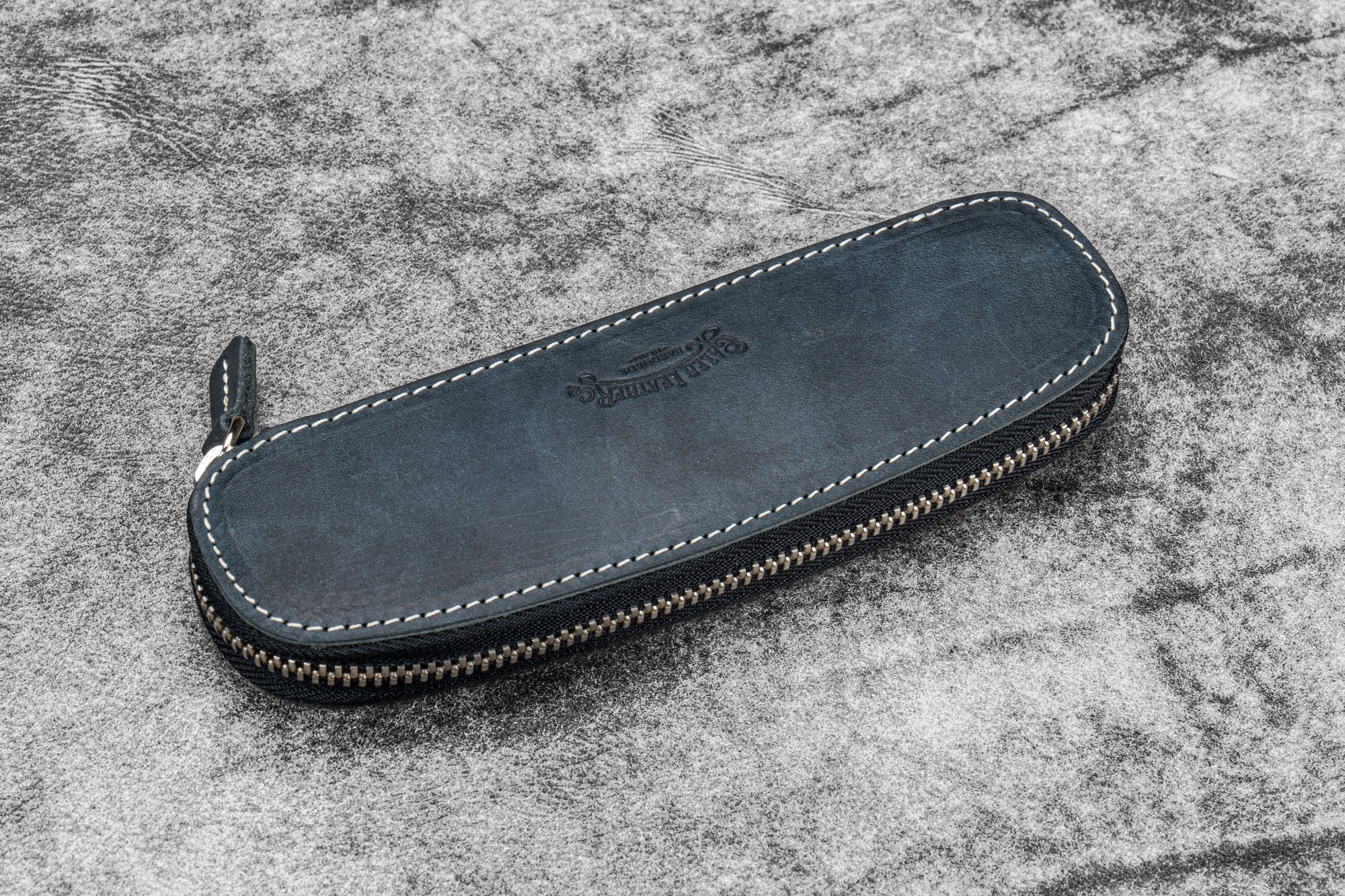 Duo Slim 2'li Fermuarlı Deri Kalemlik - Crazy Horse Graphite