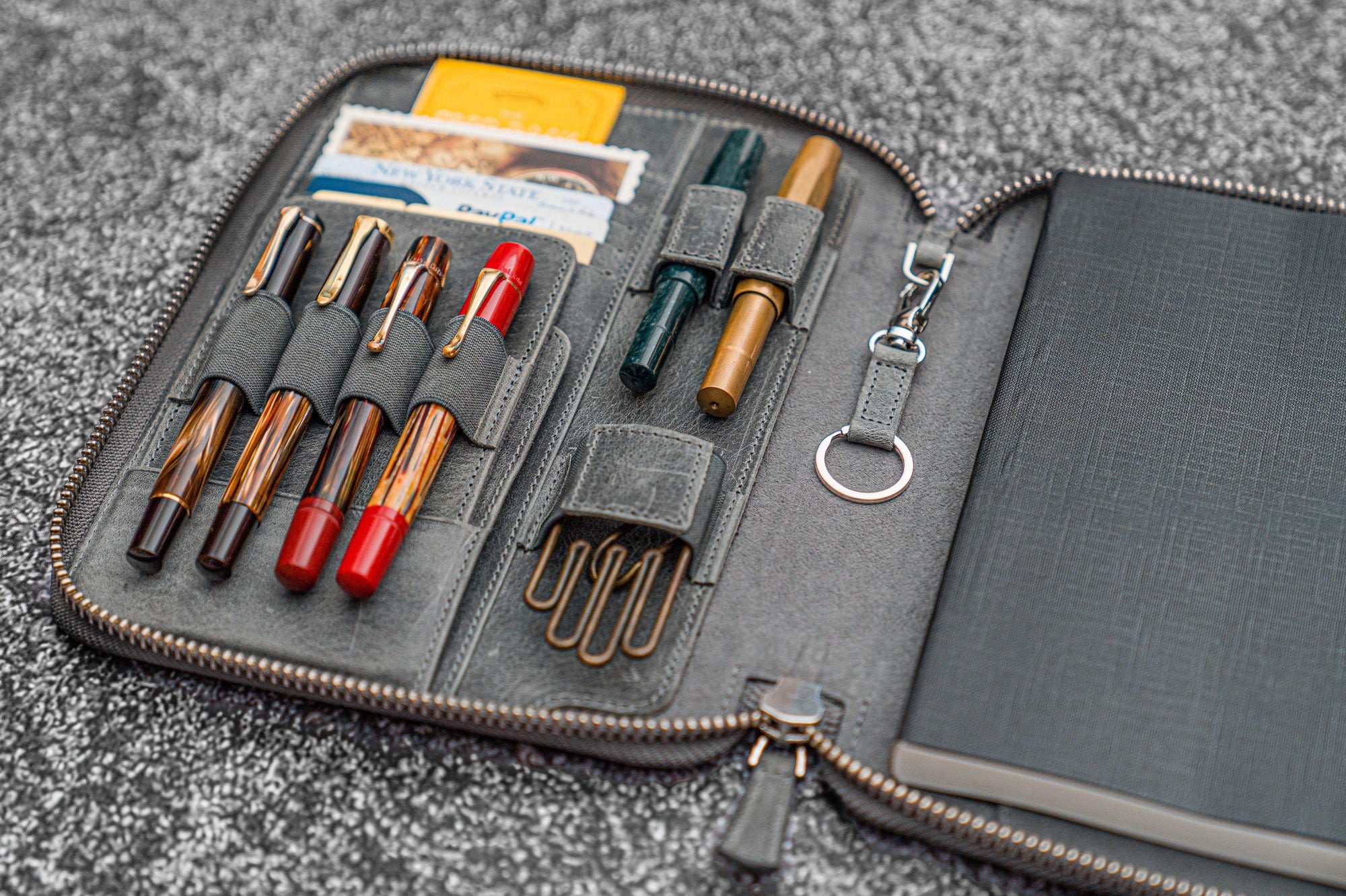 Leather Zippered Rhodia A5 Notebook &amp; iPad Mini Folio - Crazy Horse Smoky