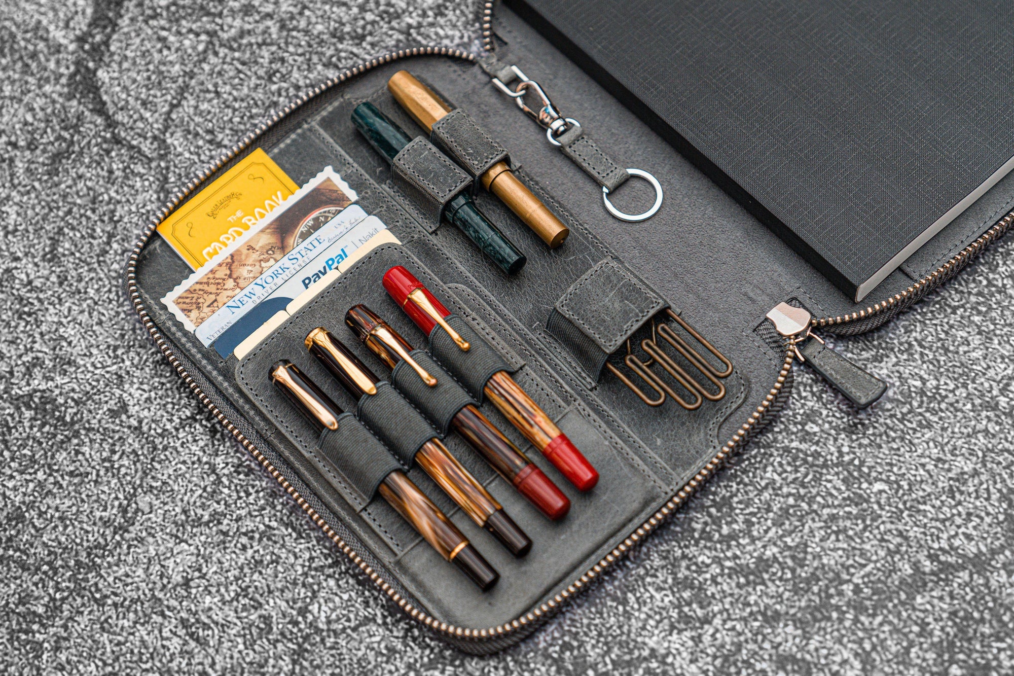 Leather Zippered Rhodia A5 Notebook &amp; iPad Mini Folio - Crazy Horse Smoky