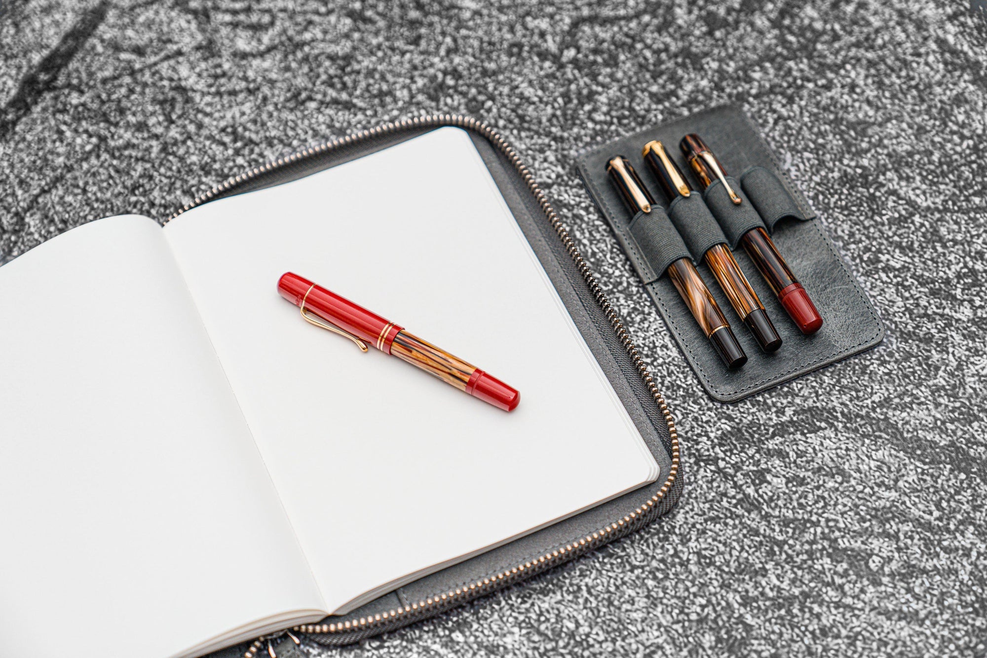 Leather Zippered Rhodia A5 Notebook &amp; iPad Mini Folio - Crazy Horse Smoky