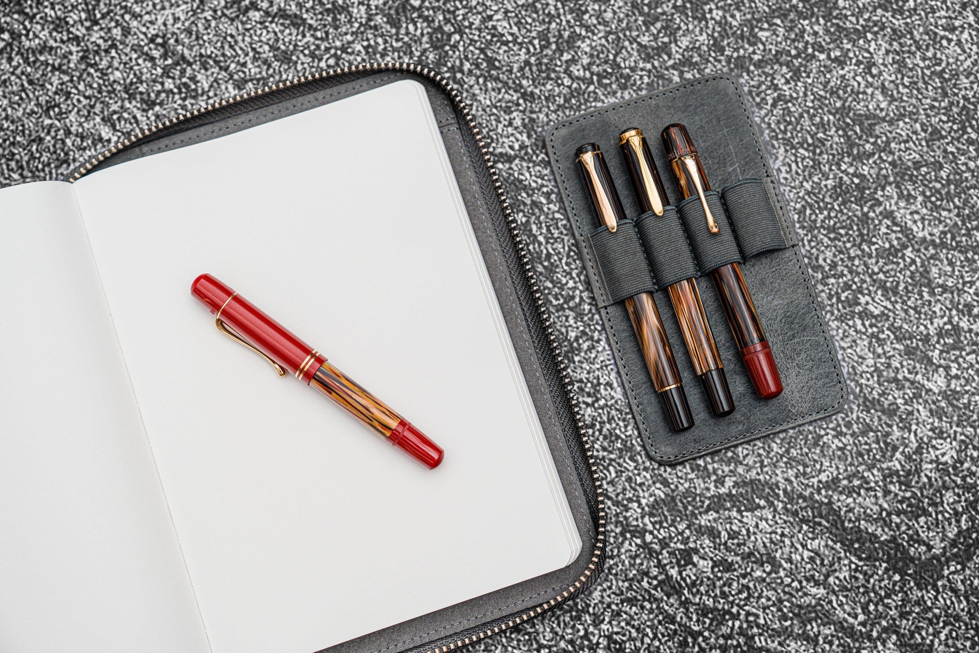 Leather Zippered Rhodia A5 Notebook &amp; iPad Mini Folio - Crazy Horse Smoky