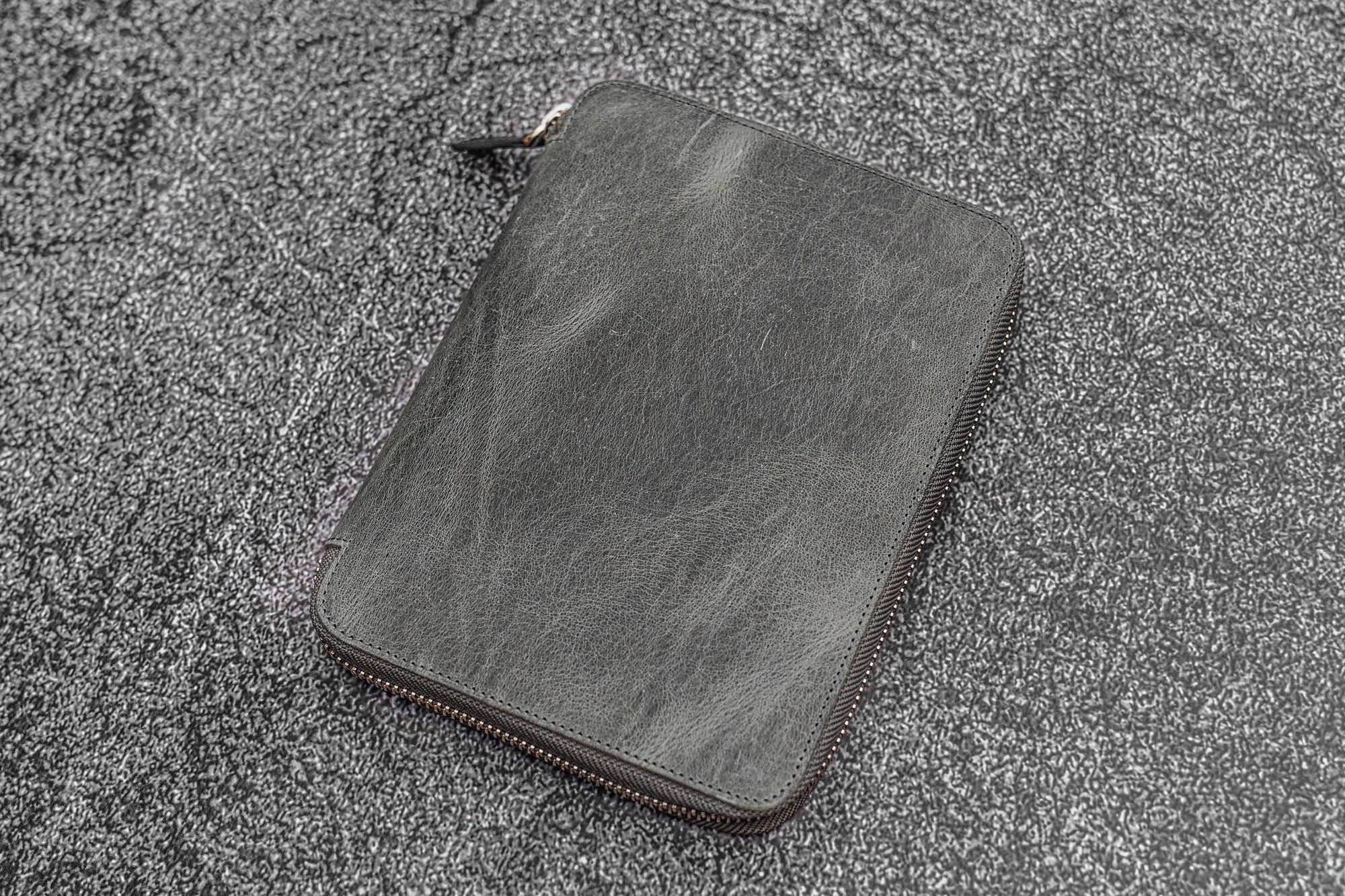 Leather Zippered Rhodia A5 Notebook &amp; iPad Mini Folio - Crazy Horse Smoky