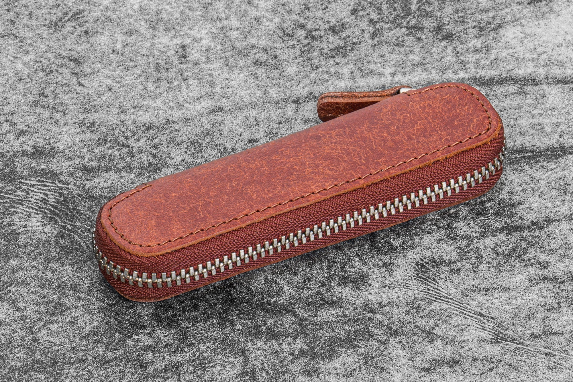 Deri Fermuarlı Tekli Kaweco Kalem Kılıfı - Aged Copper