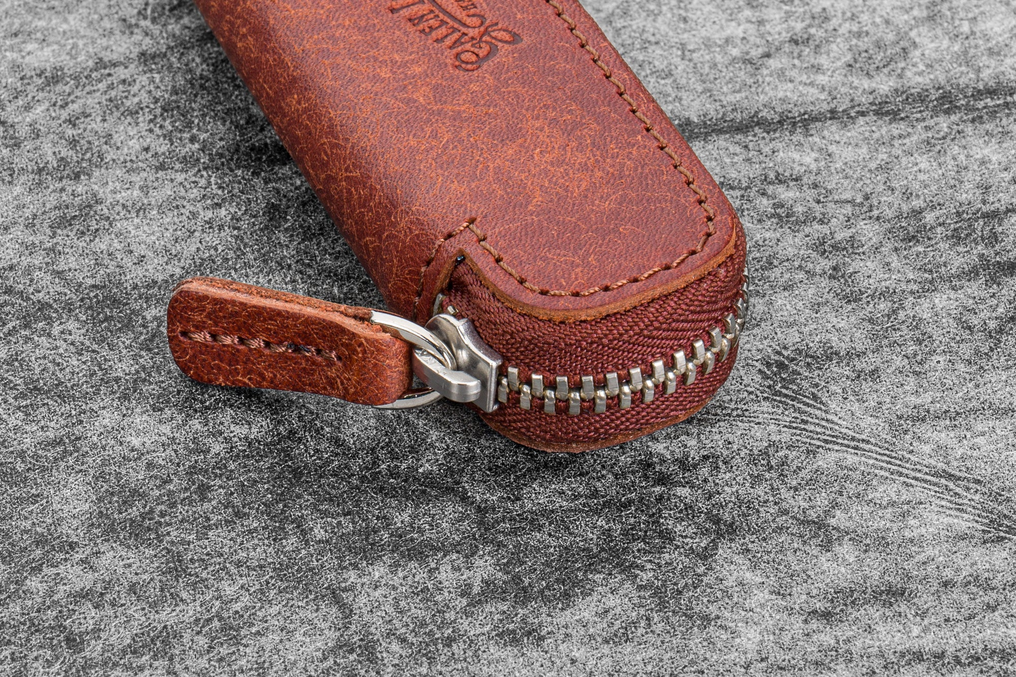 Deri Fermuarlı Tekli Kaweco Kalem Kılıfı - Aged Copper