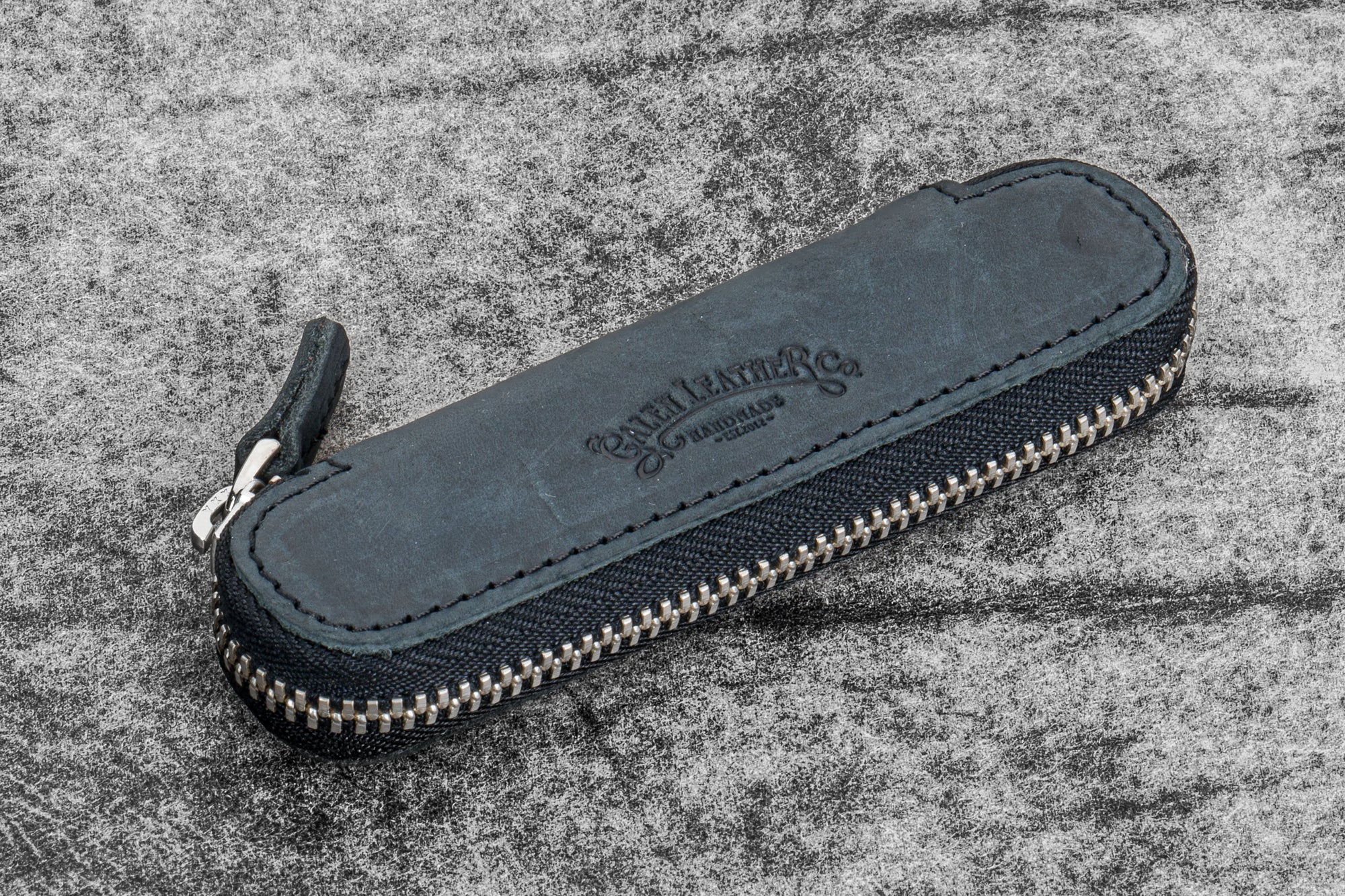 Deri Fermuarlı Tekli Kaweco Kalem Kılıfı - Crazy Horse Graphite