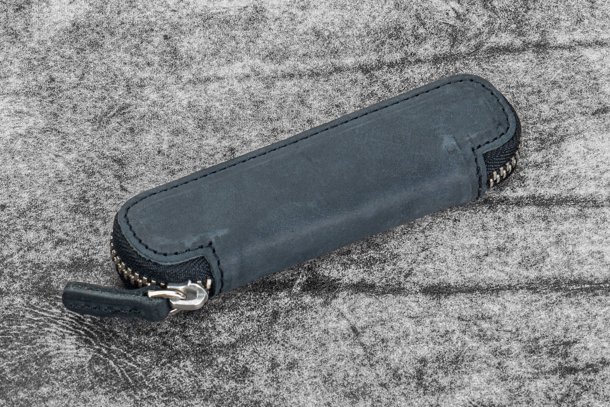 Deri Fermuarlı Tekli Kaweco Kalem Kılıfı - Crazy Horse Graphite