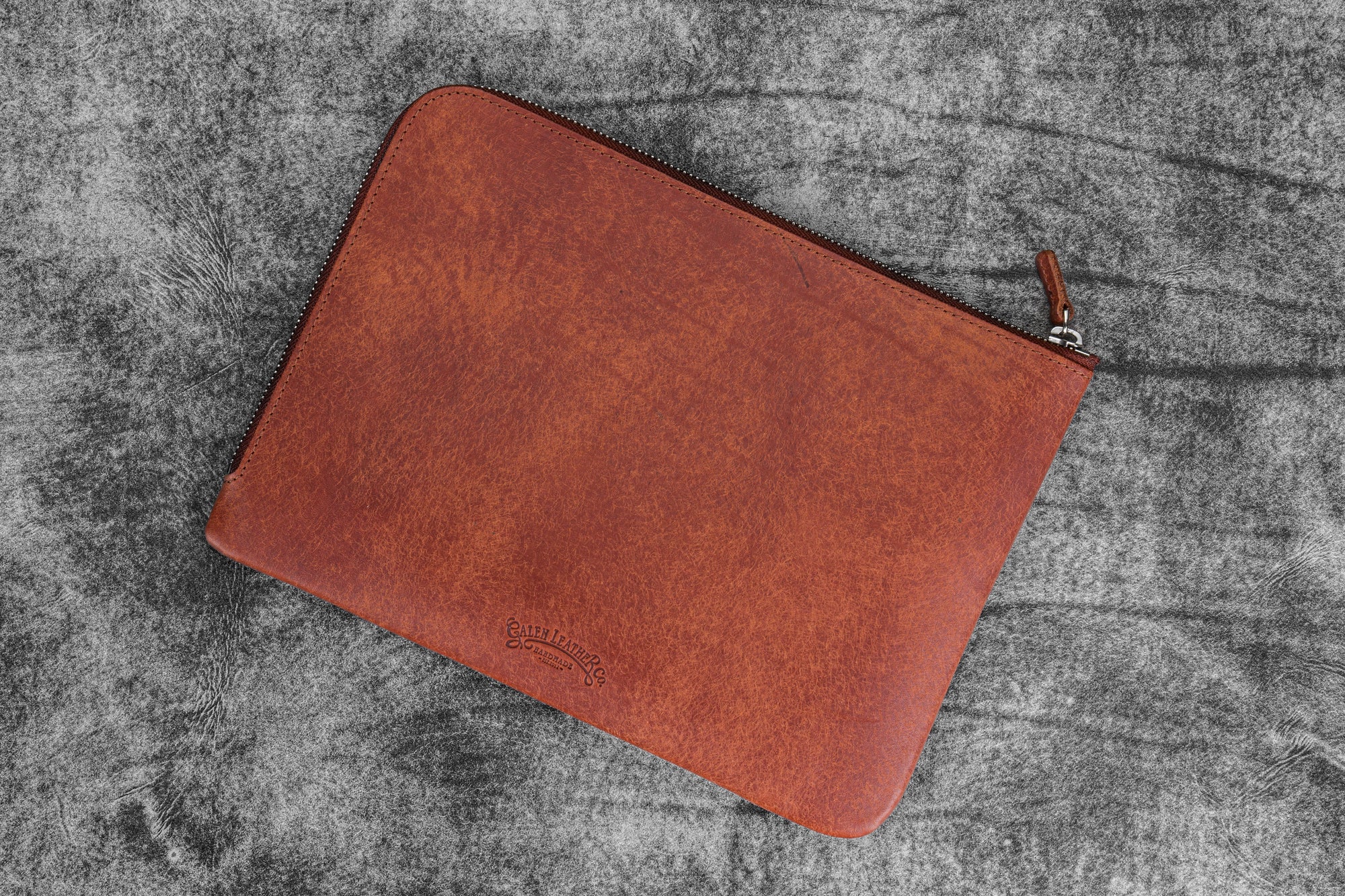 Bank Bag - Deri Fermuarlı Yazar Potföyü - Kalemlik - Aged Copper
