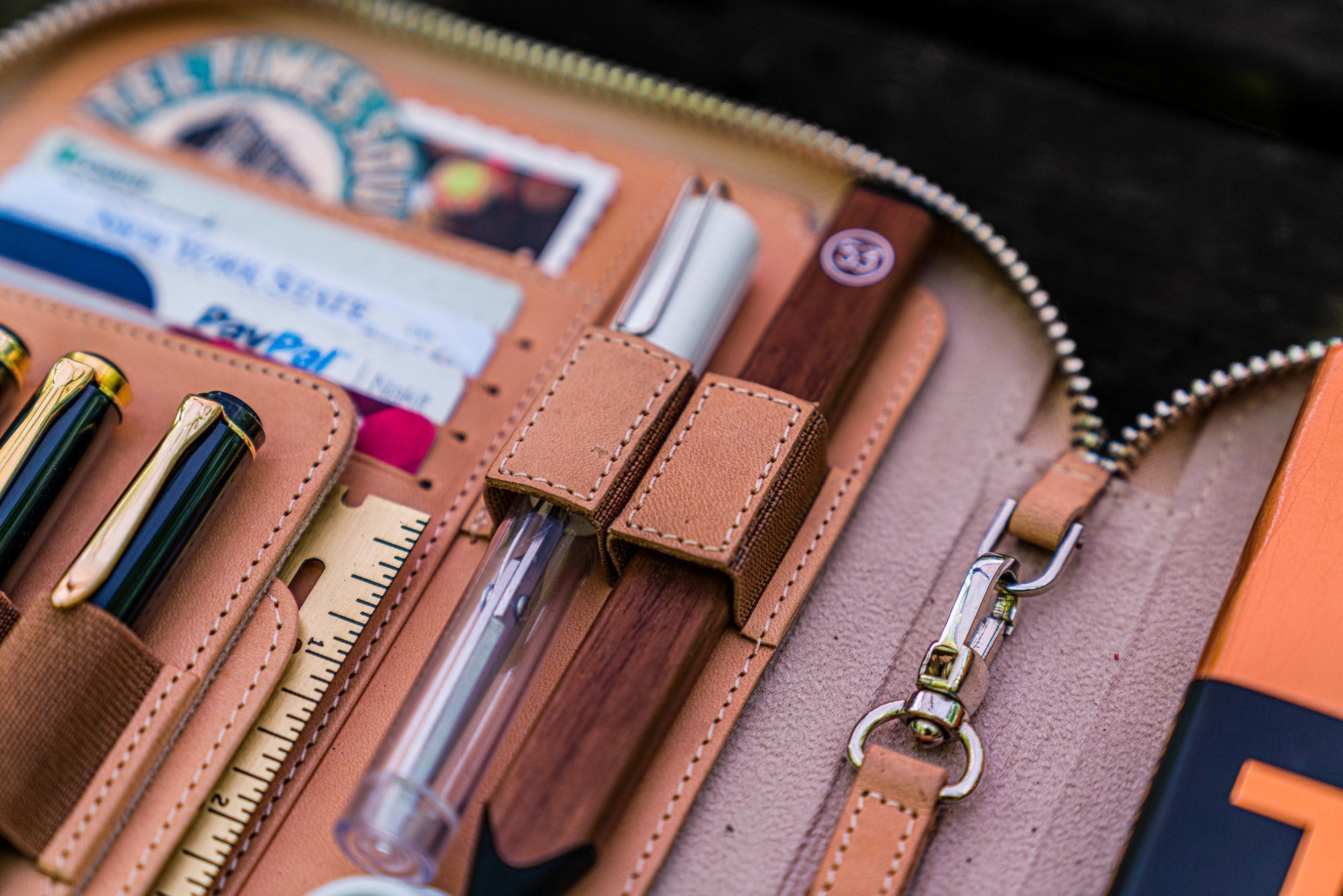 Leather Zippered iPad Mini &amp; Large Moleskine Folio - Undyed Leather