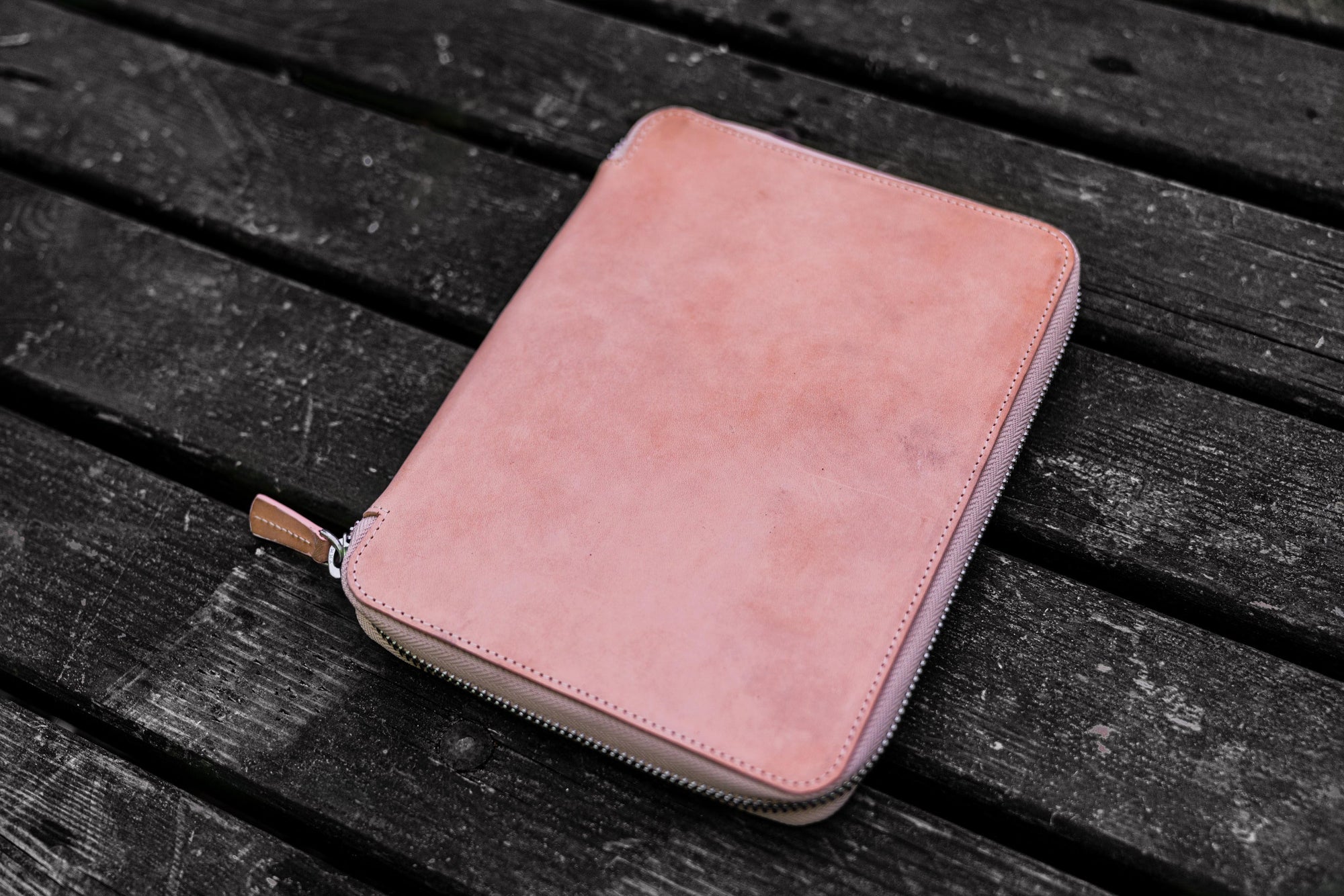 Leather Zippered iPad Mini &amp; Large Moleskine Folio - Undyed Leather