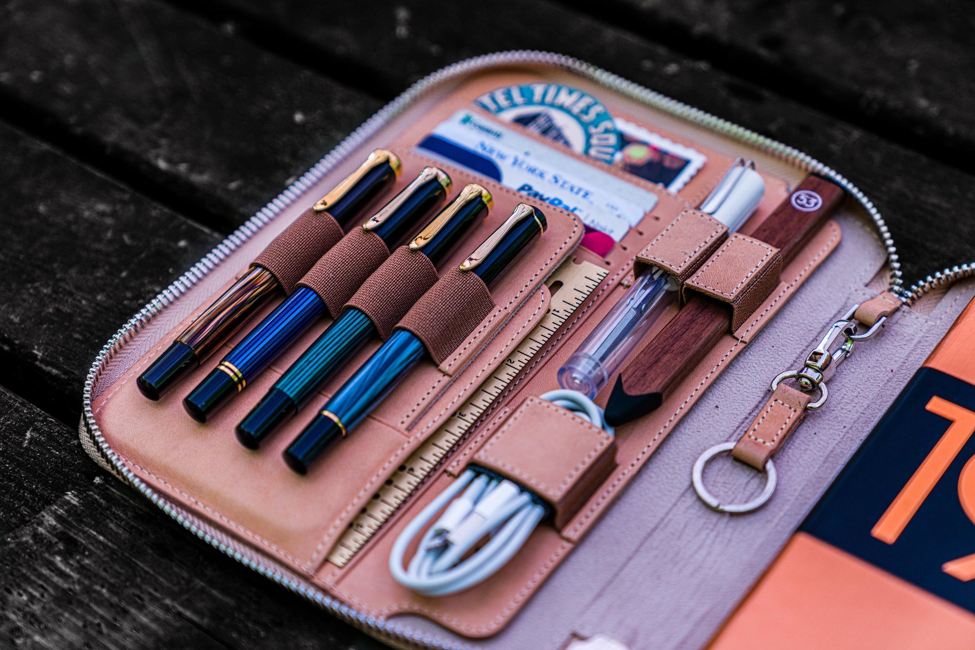 Leather Zippered iPad Mini &amp; Large Moleskine Folio - Undyed Leather