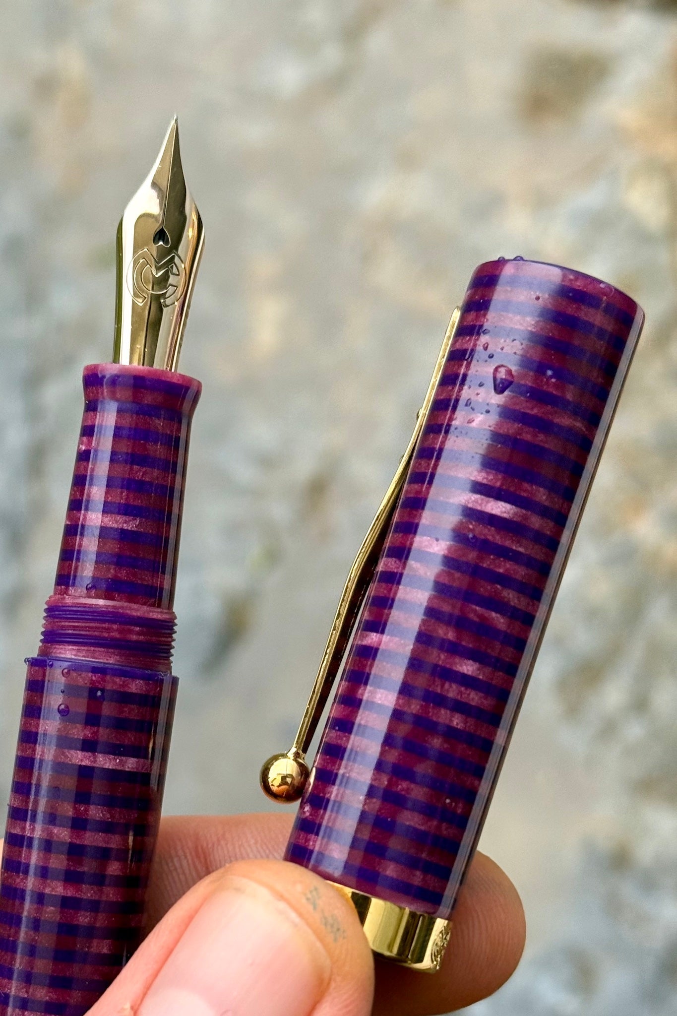 Magna Carta Mag 600 Dolmakalem 14k Gerçek Esnek Uç -Model - - Purple Striped