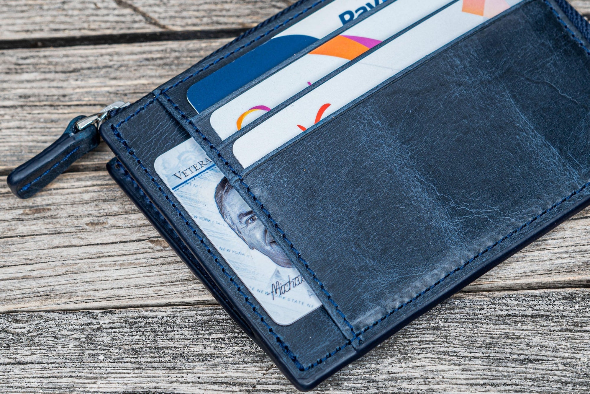 Mega Mini - Fermuarlı Deri Cüzdan - C.H. Lacivert