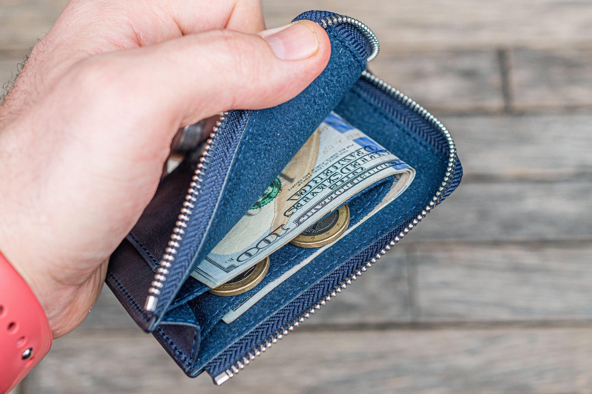 Mega Mini - Fermuarlı Deri Cüzdan - C.H. Lacivert