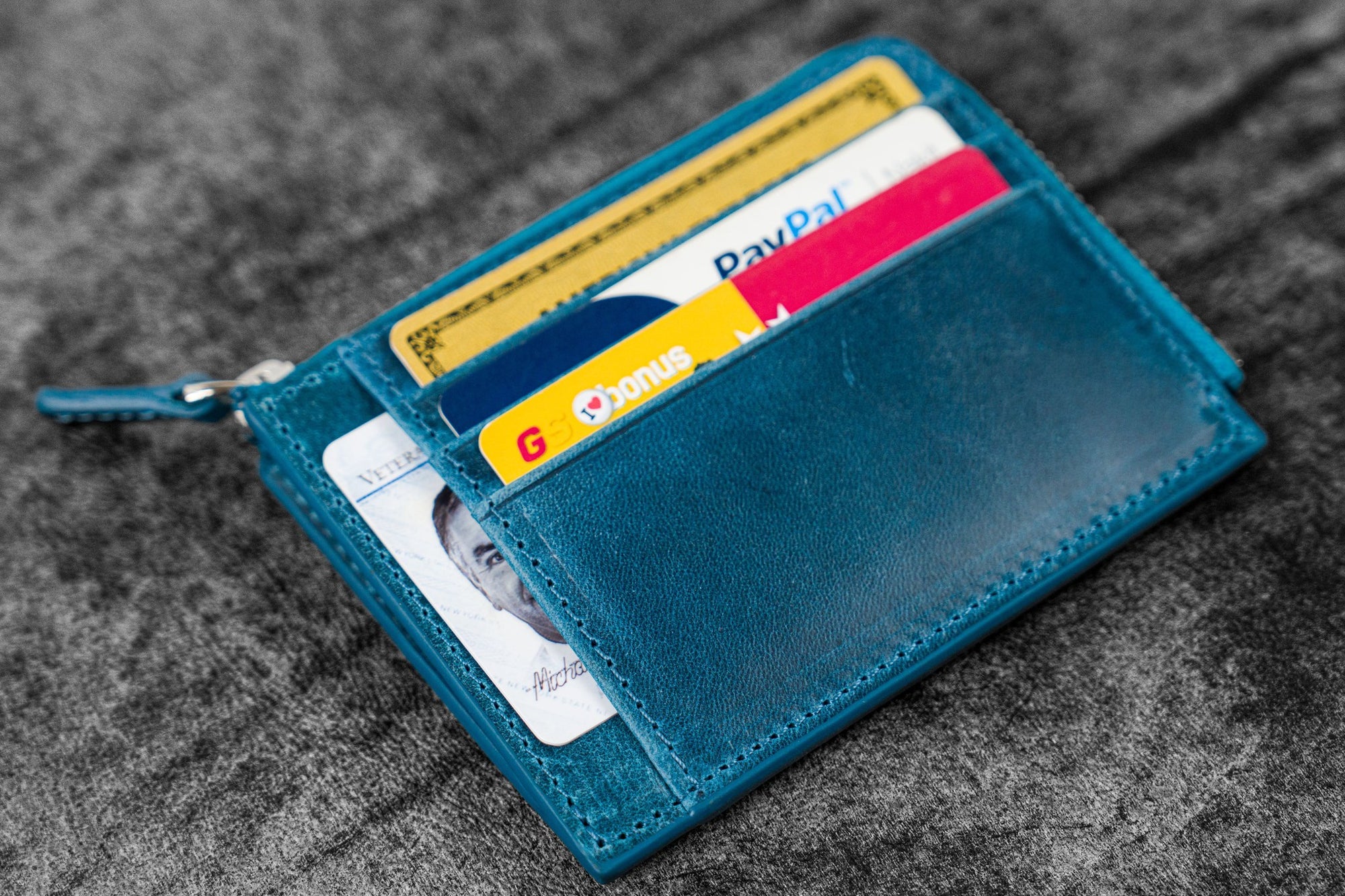 Mega Mini - Fermuarlı Deri Cüzdan - C.H. Okyanus Mavi