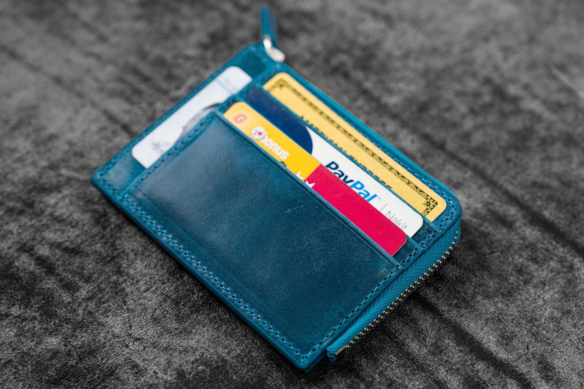 Mega Mini - Fermuarlı Deri Cüzdan - C.H. Okyanus Mavi