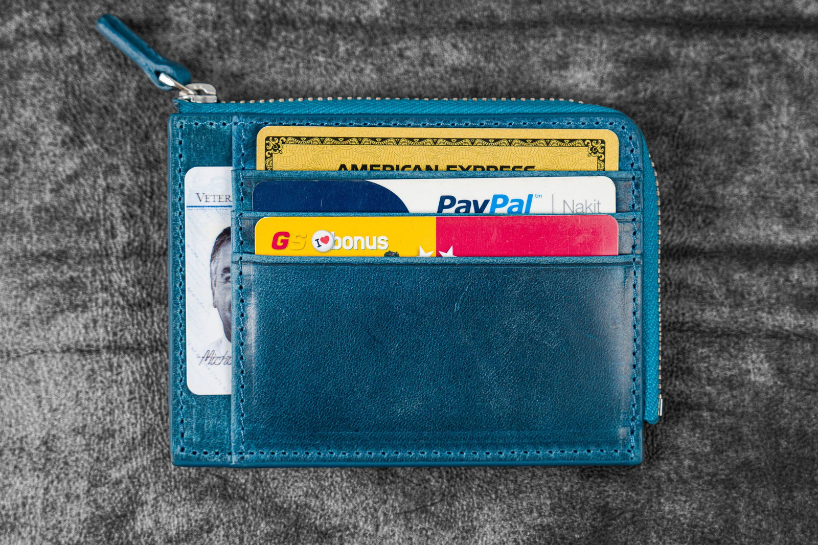 Mega Mini - Fermuarlı Deri Cüzdan - C.H. Okyanus Mavi