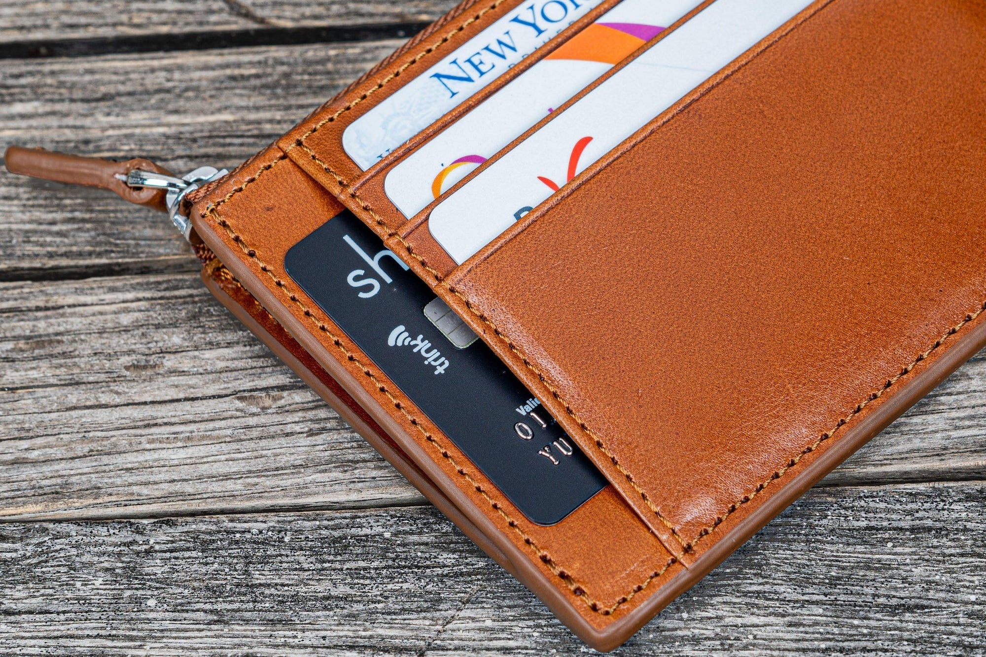 Mega Mini - Fermuarlı Deri Cüzdan - Kahverengi