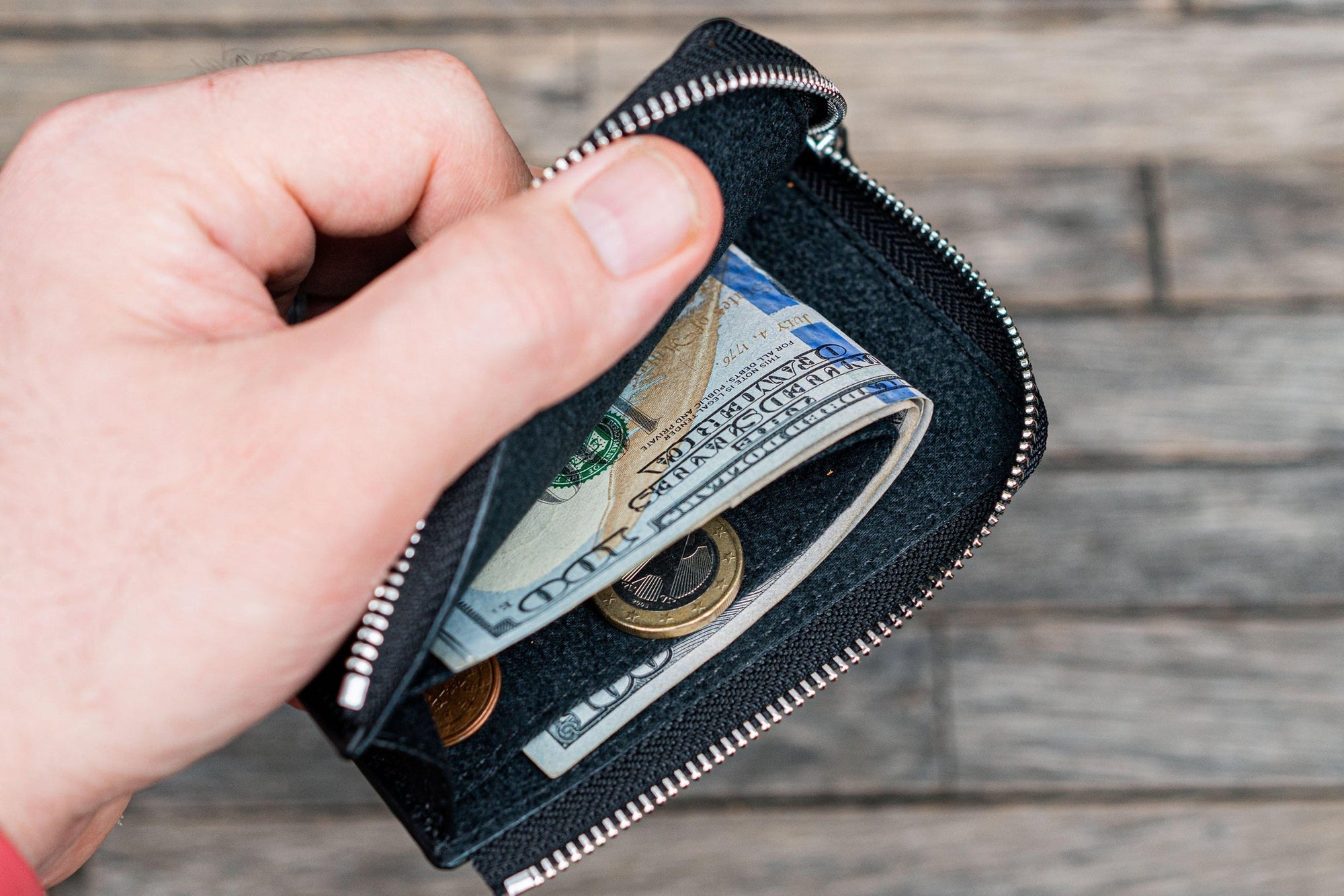 Mega Mini - Fermuarlı Deri Cüzdan - Siyah