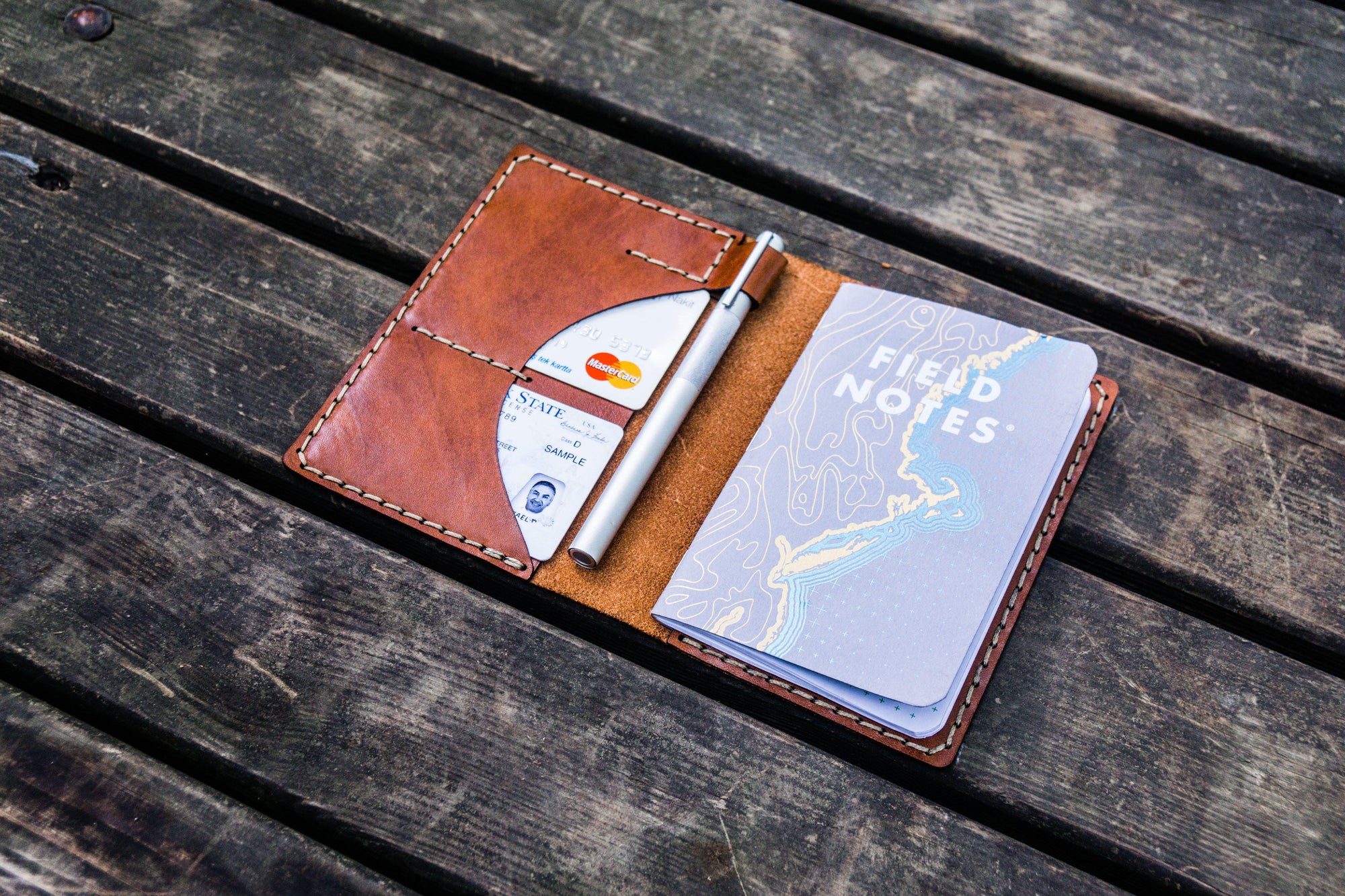 No.44 Personalized Leather Field Notes Cover - Chocolate Brown
