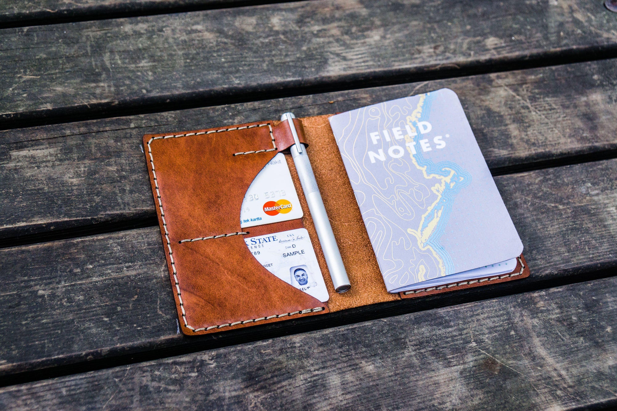 No.44 Personalized Leather Field Notes Cover - Chocolate Brown