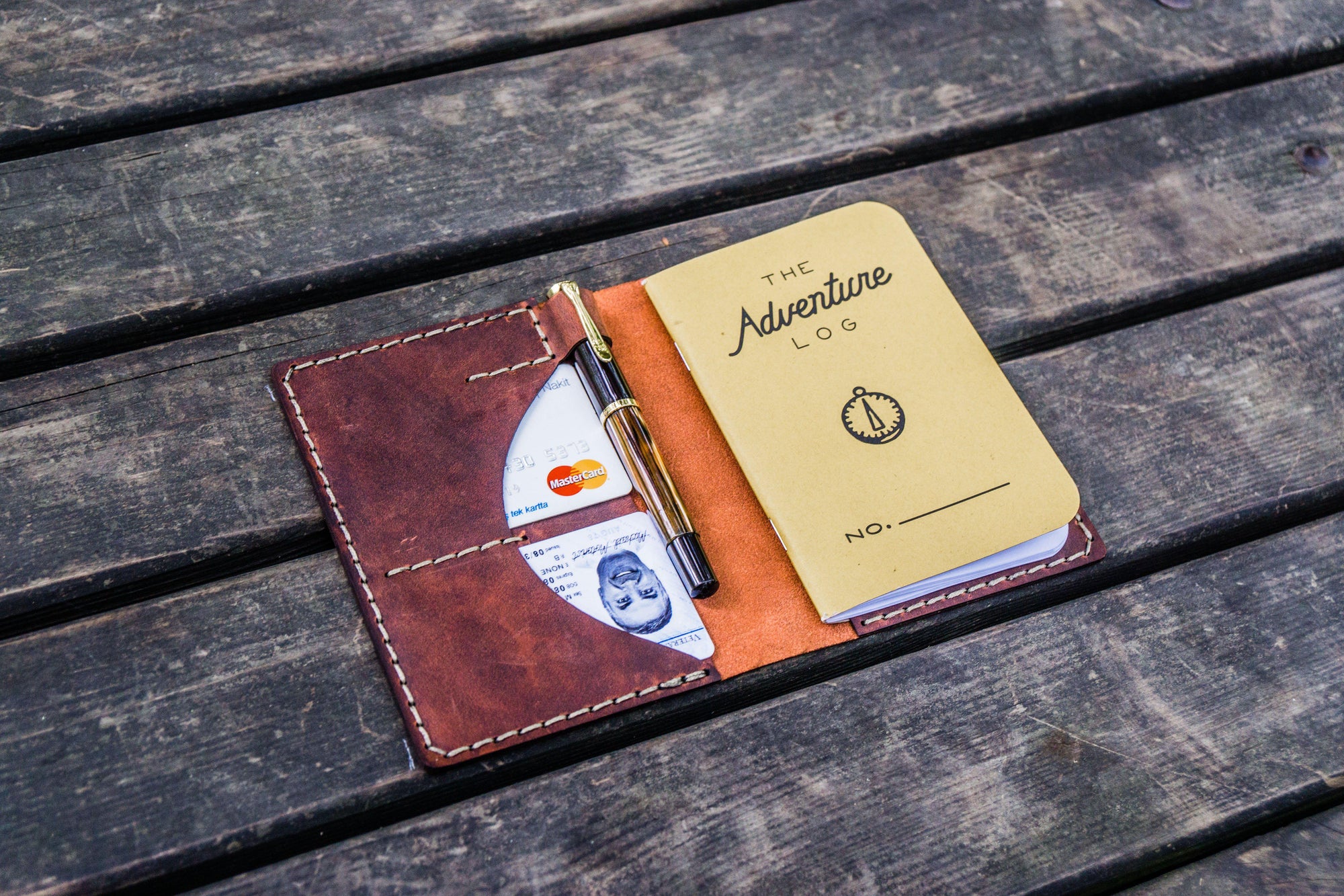 No.44 Personalized Leather Field Notes Cover - Crazy Horse Orange