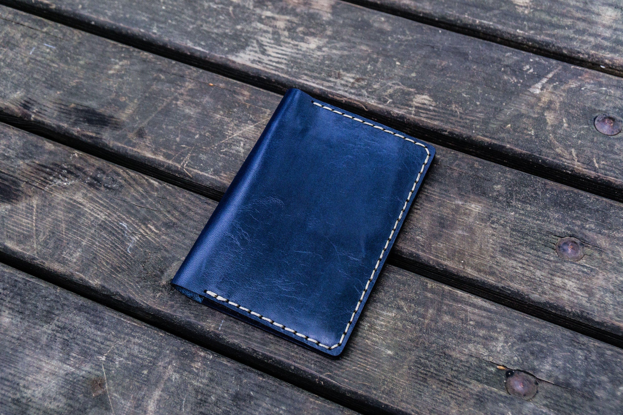 No.44 Personalized Leather Field Notes Cover - Navy Blue